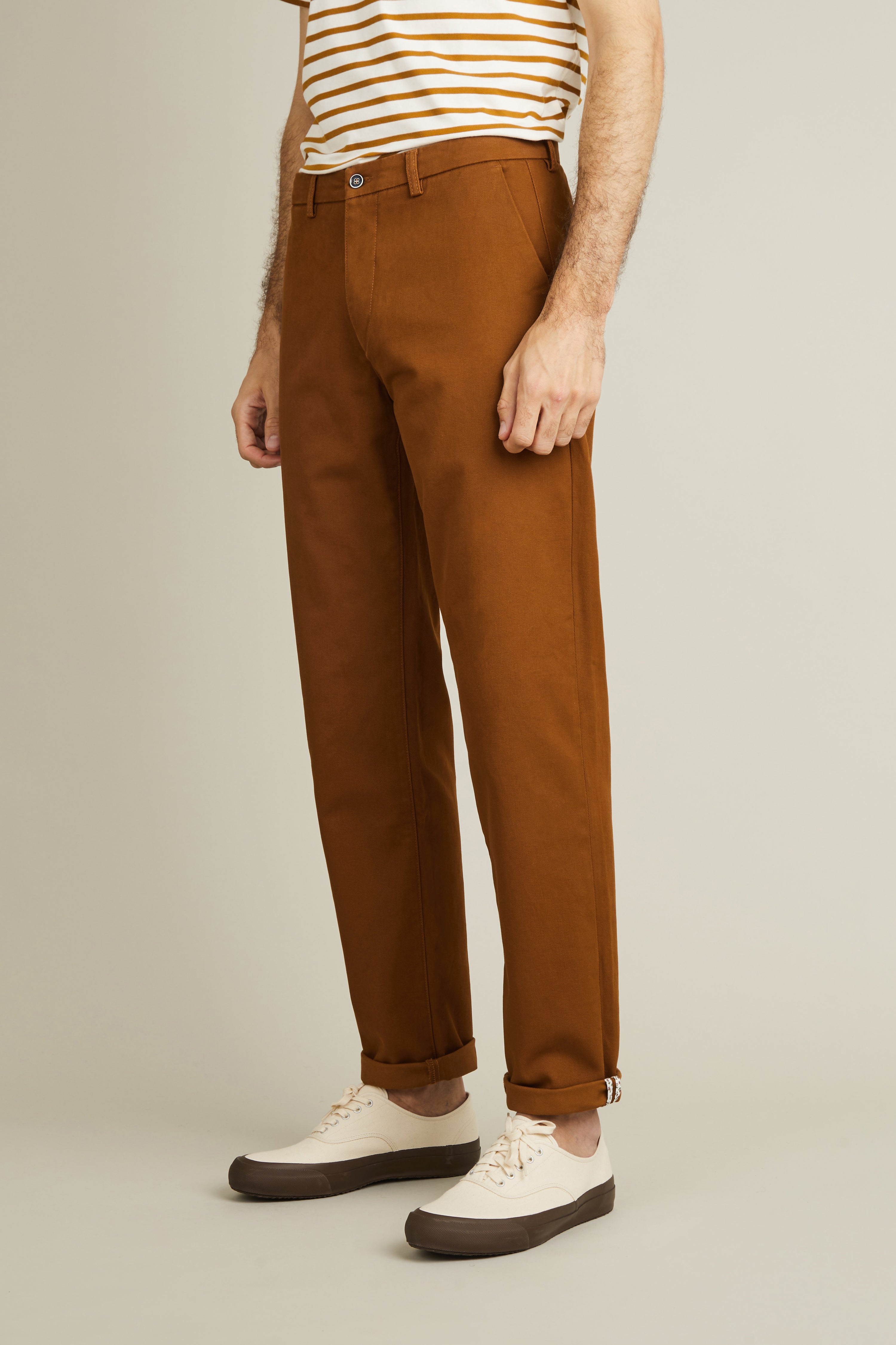 le-pantalon-chinos-homme-chino-droit-camel-coton image 1