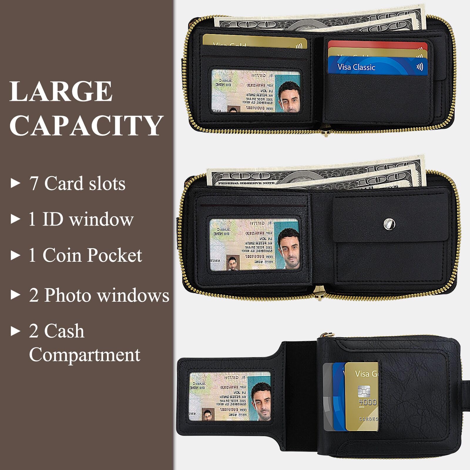 adistylinno-men-s-wallet-portefeuille-homme-noir-zip-9-cartes image 2