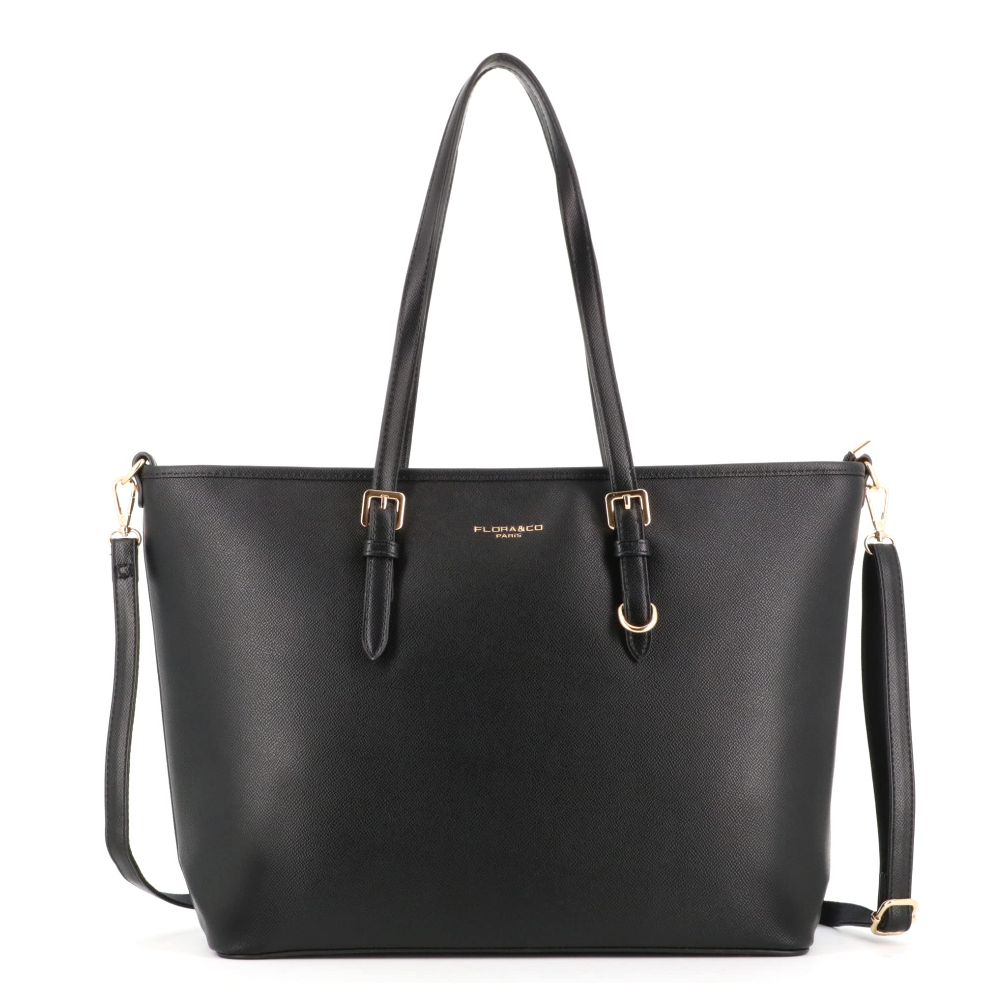 flora-co-cabas-grand-sac-cabas-femme-noir-a4-similicuir image 1