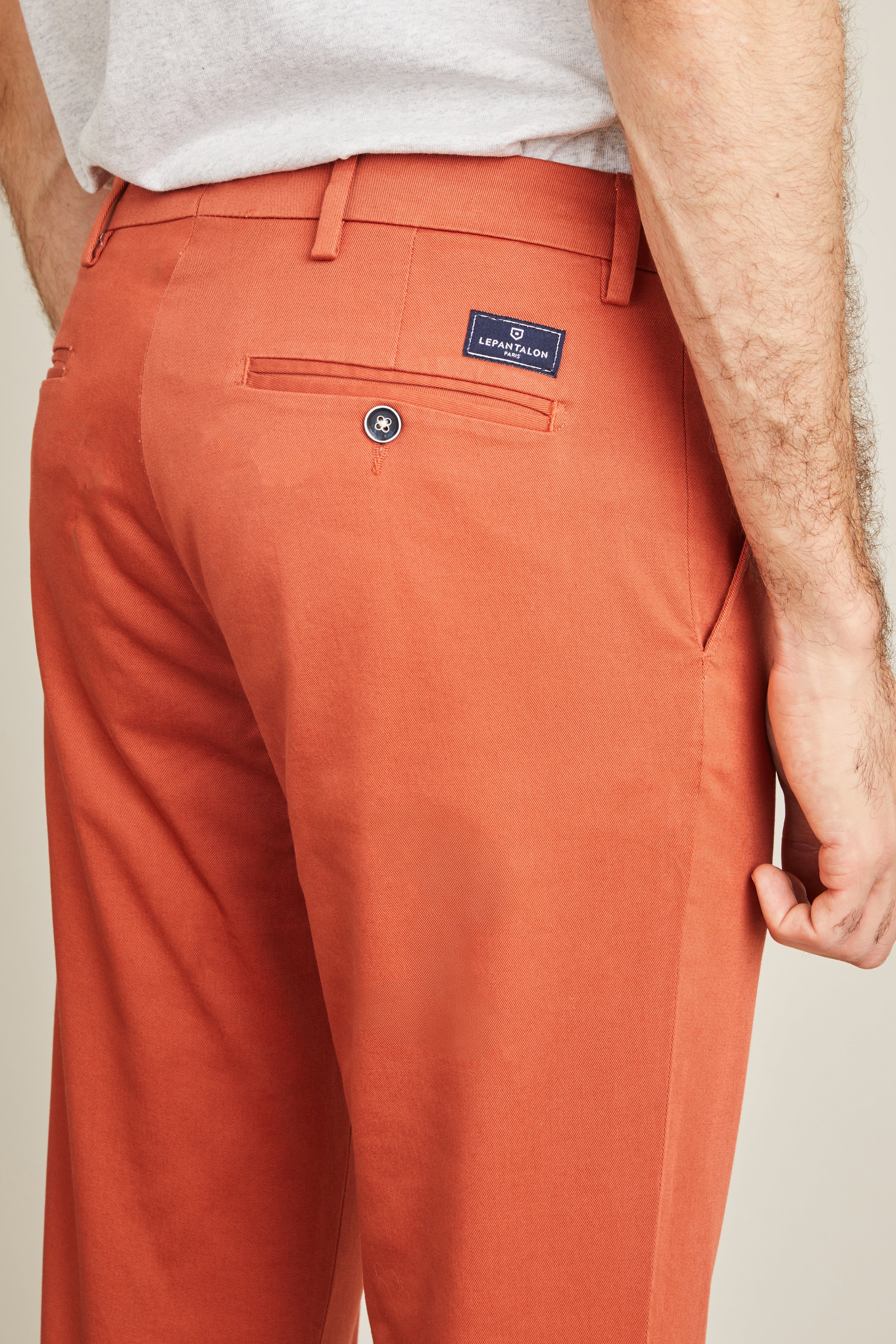 le-pantalon-chinos-homme-chino-tomette-coton-semi-slim-orange image 3