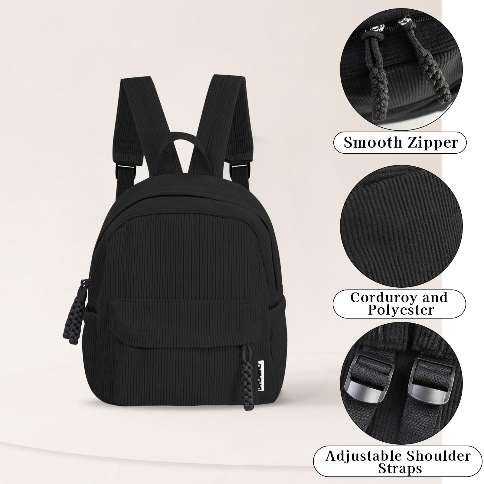 adistylinno-backpack-petit-sac-dos-femme-velours-noir image 2