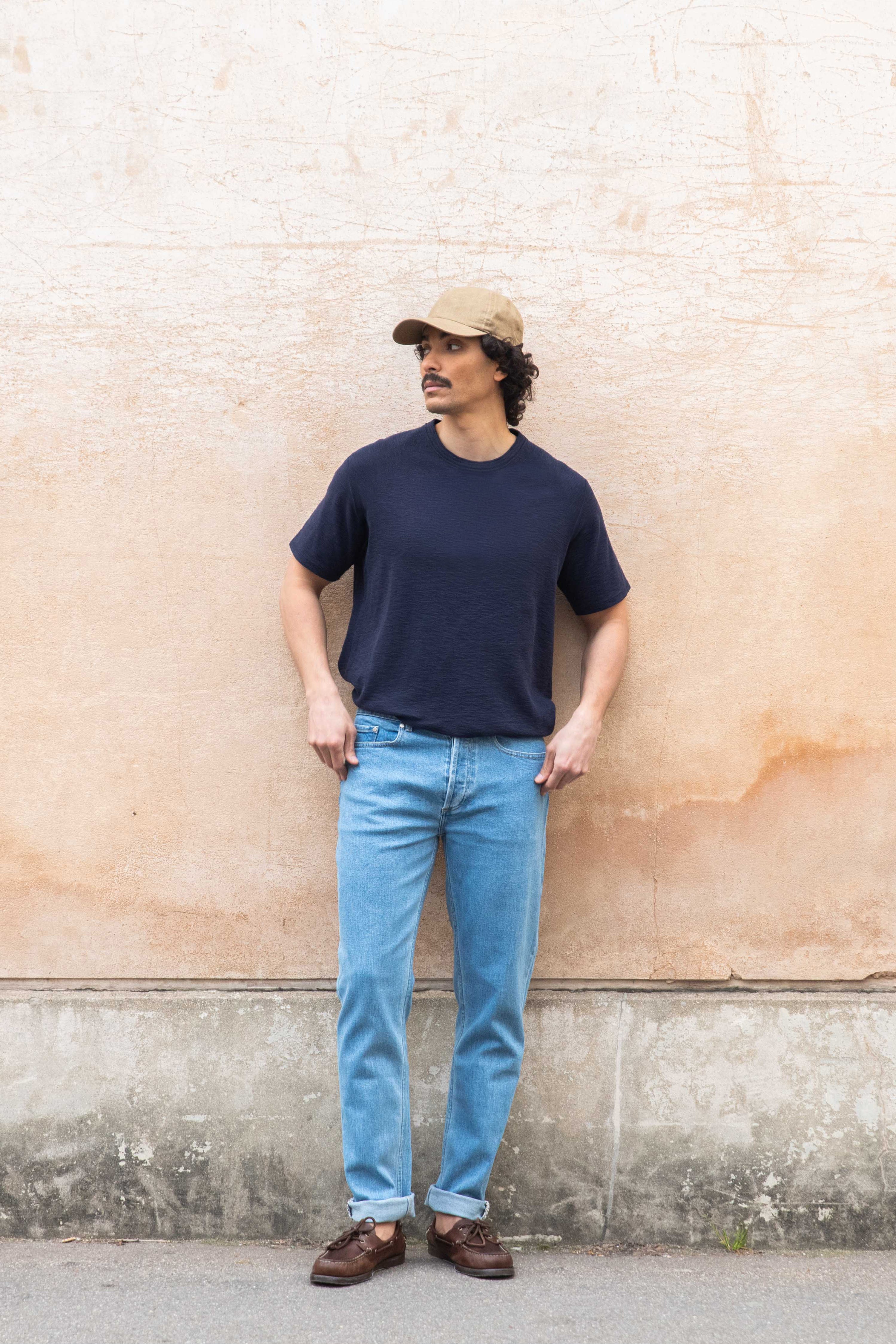 le-pantalon-t-shirts-homme-textur-bleu-marine-coton image 4