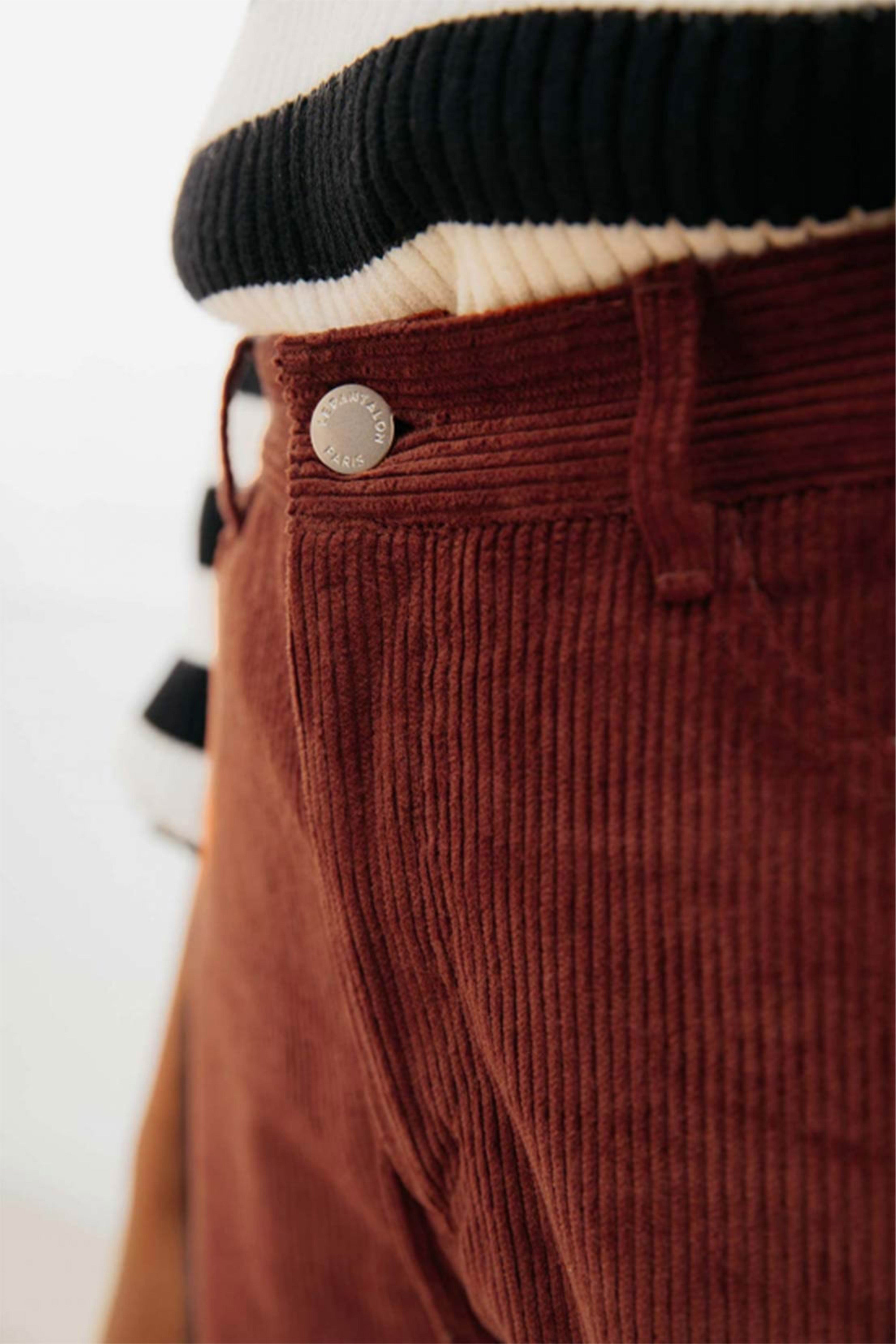 le-pantalon-pantalons-femme-velours-rouge-brique-droit image 2