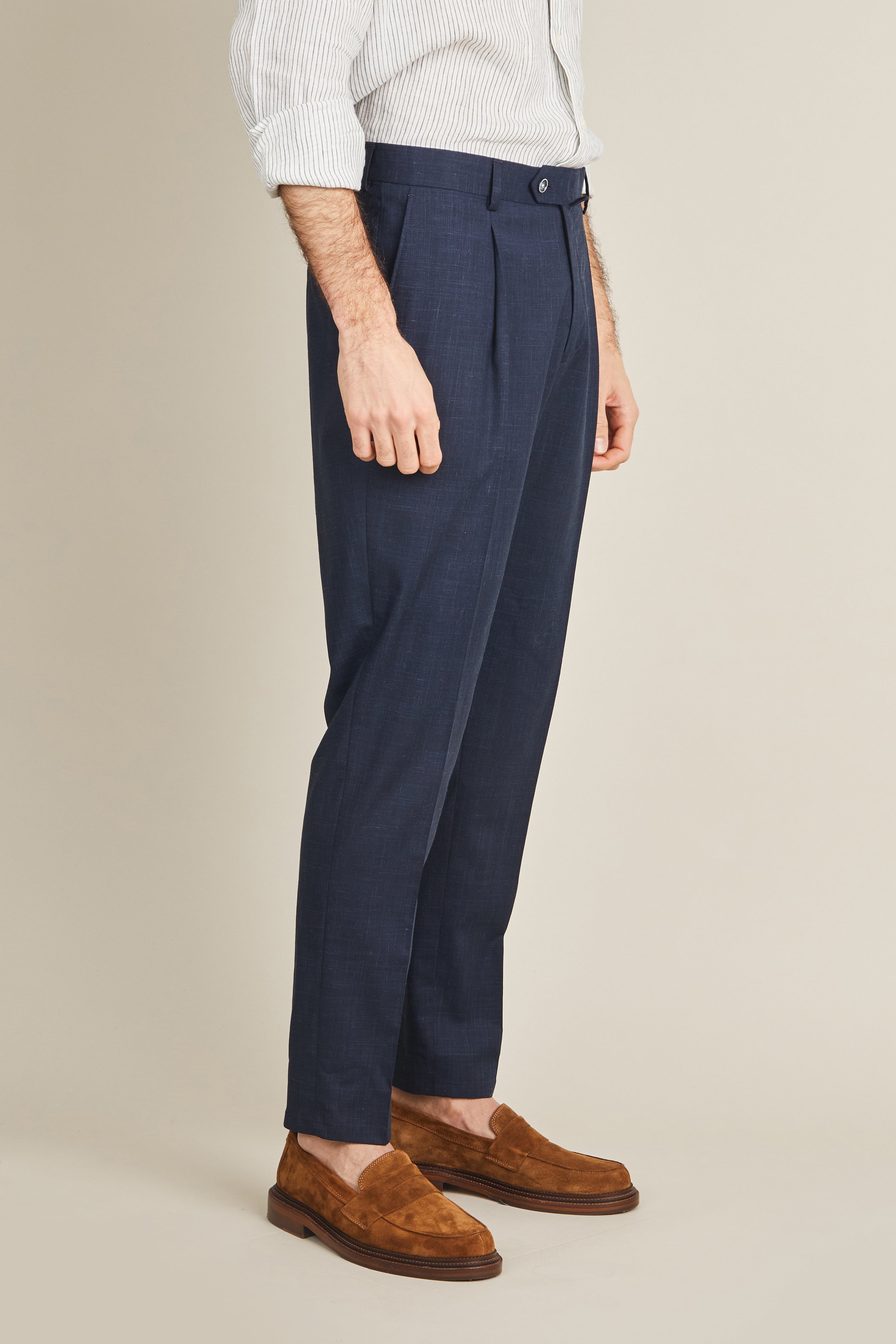 le-pantalon-pantalon-pinces-bleu-marine-homme-lin-l-ger image 7