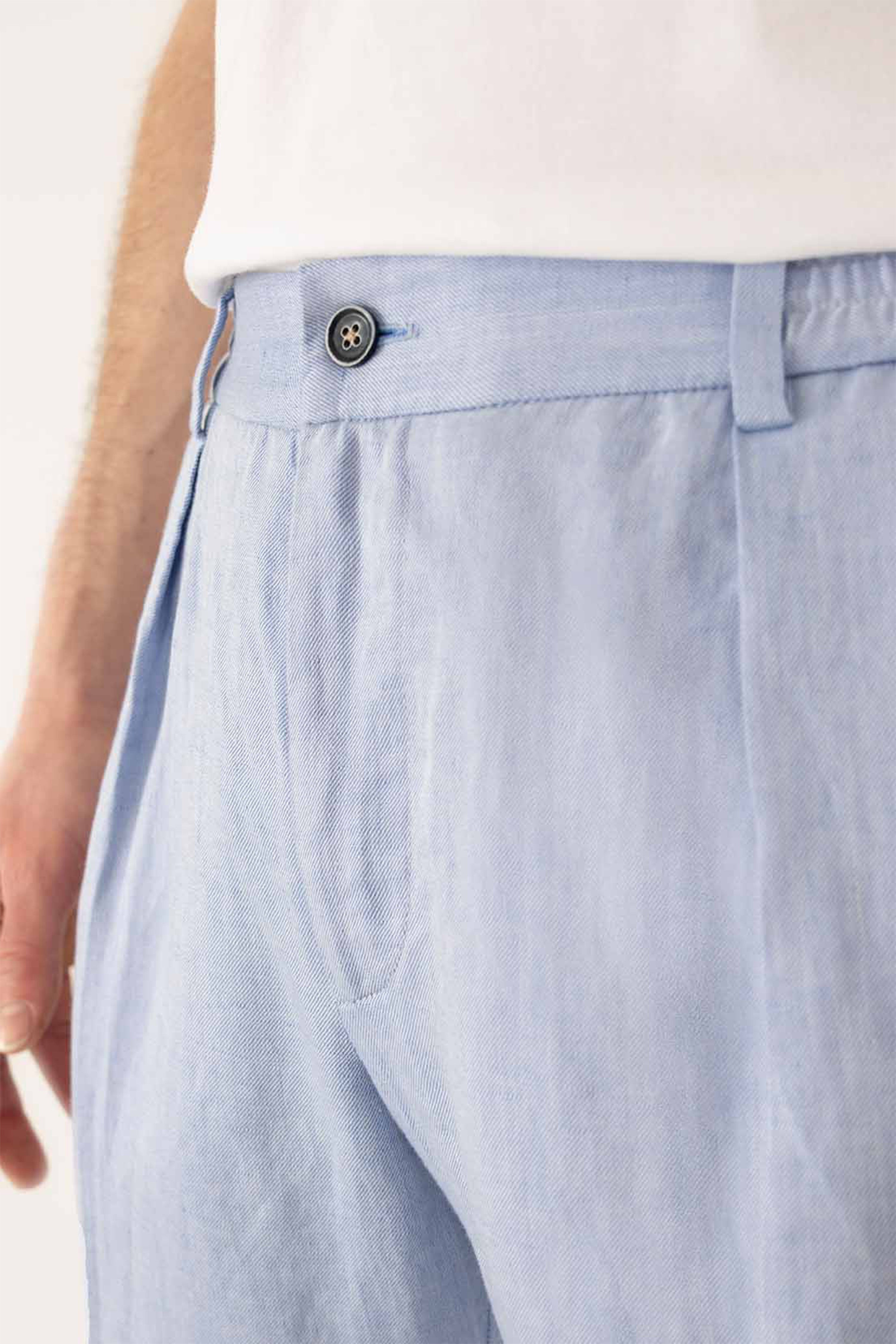 le-pantalon-pantalons-pinces-homme-pantalon-bleu-ciel-lin image 2