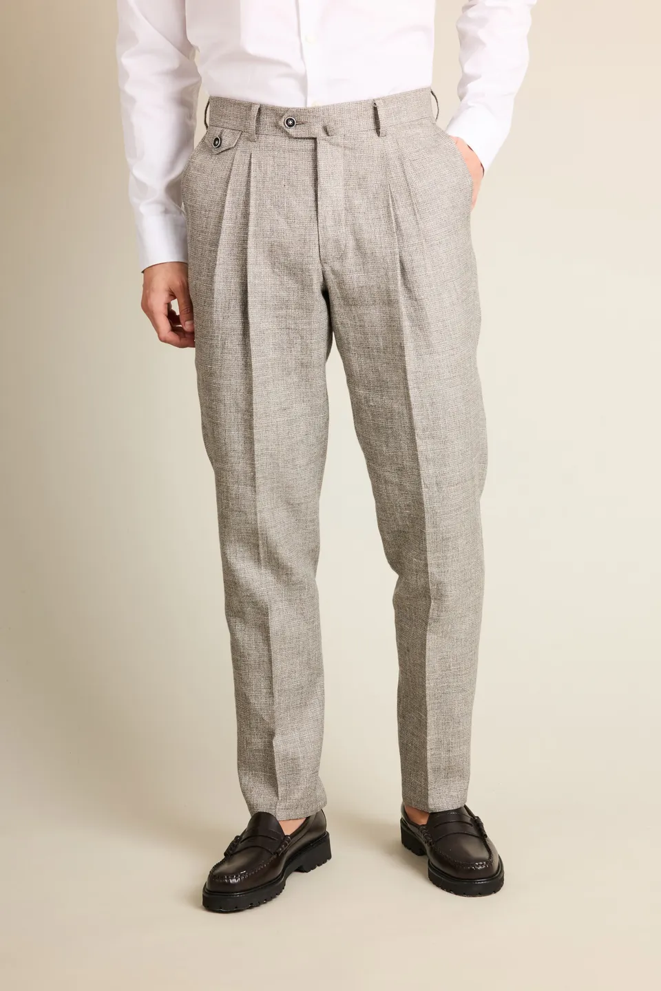 le-pantalon-pantalons-pinces-pantalon-lin-homme-pied-de-puce image 1