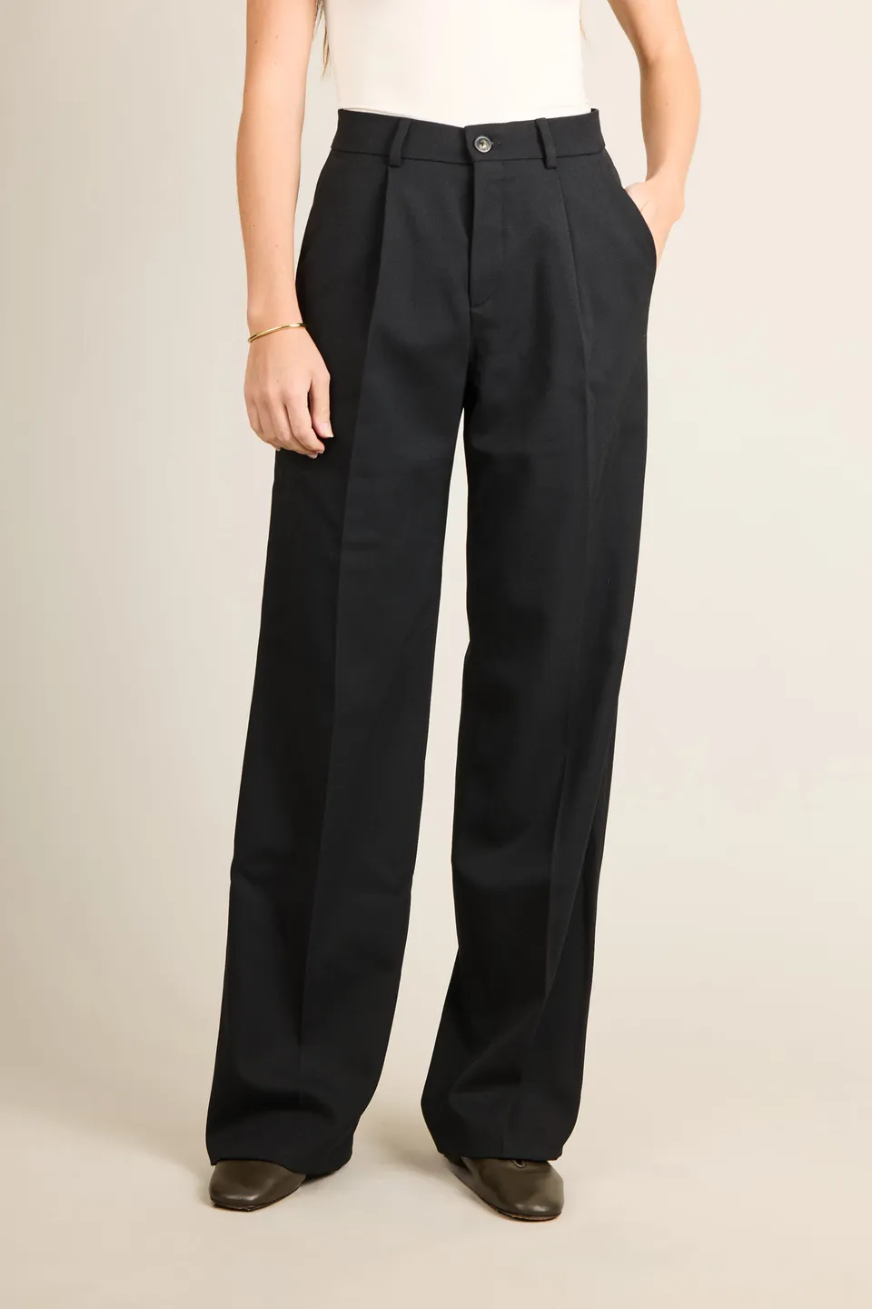le-pantalon-pantalons-femme-palazzo-pantalon-noir-laine image 1