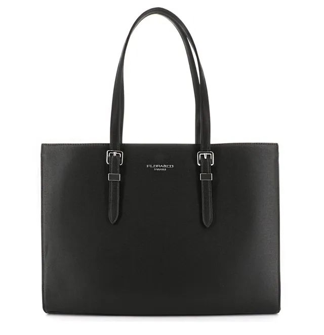 flora-co-cabas-sac-main-femme-noir-similicuir-grain-a4 image 1