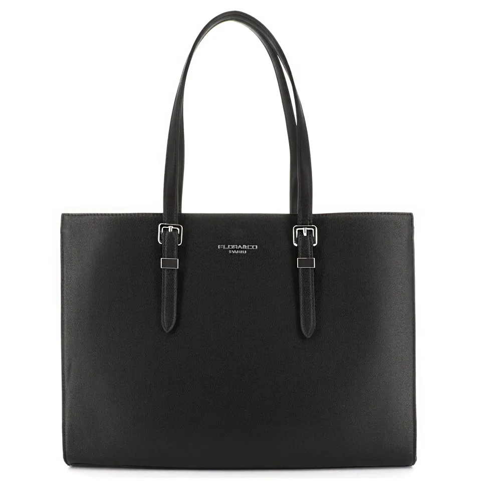 flora-co-cabas-sac-main-femme-noir-similicuir-grain-a4 image 1