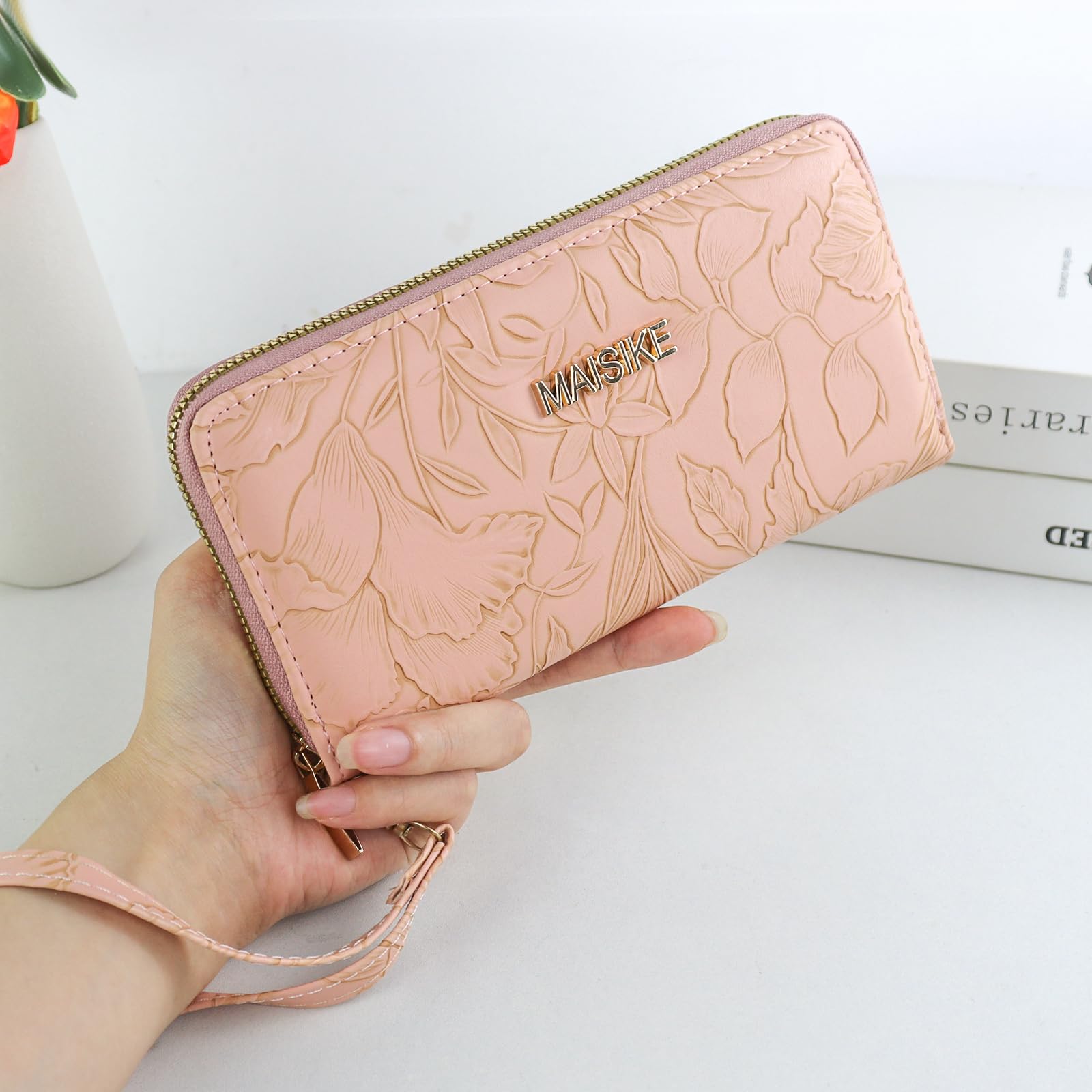 adistylinno-women-s-wallet-portefeuille-rose-dragonne-fleurs image 6