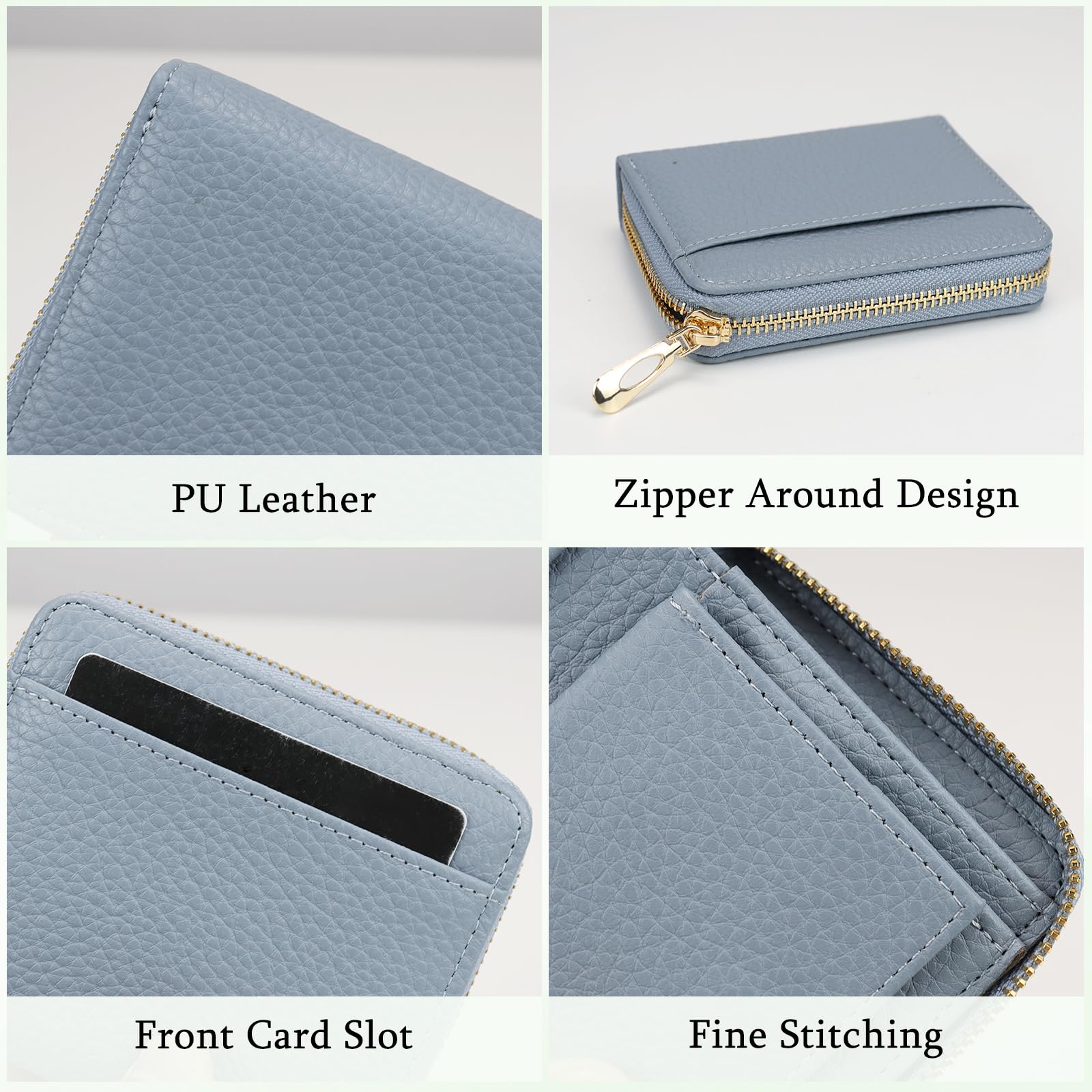 adistylinno-women-s-wallet-petit-portefeuille-bleu-zip-5-cartes image 2
