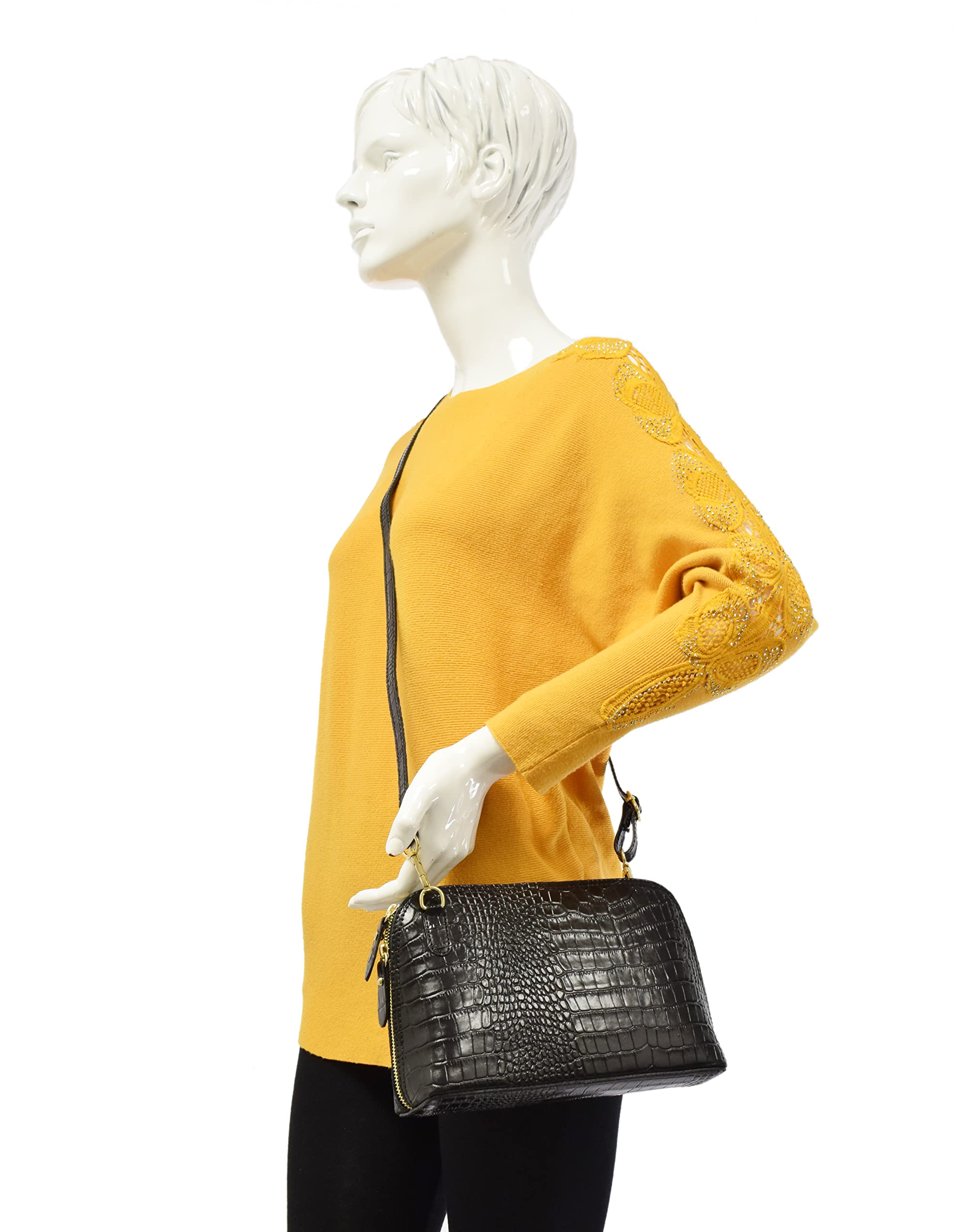 double-tree-sac-bandouli-re-cuir-d-me-croco-noir image 7
