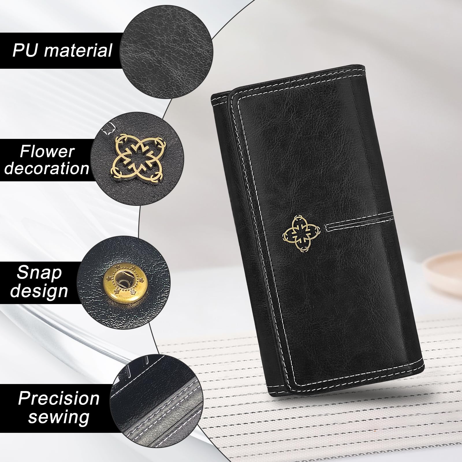 adistylinno-women-s-wallet-portefeuille-long-noir-grande-capacit image 4