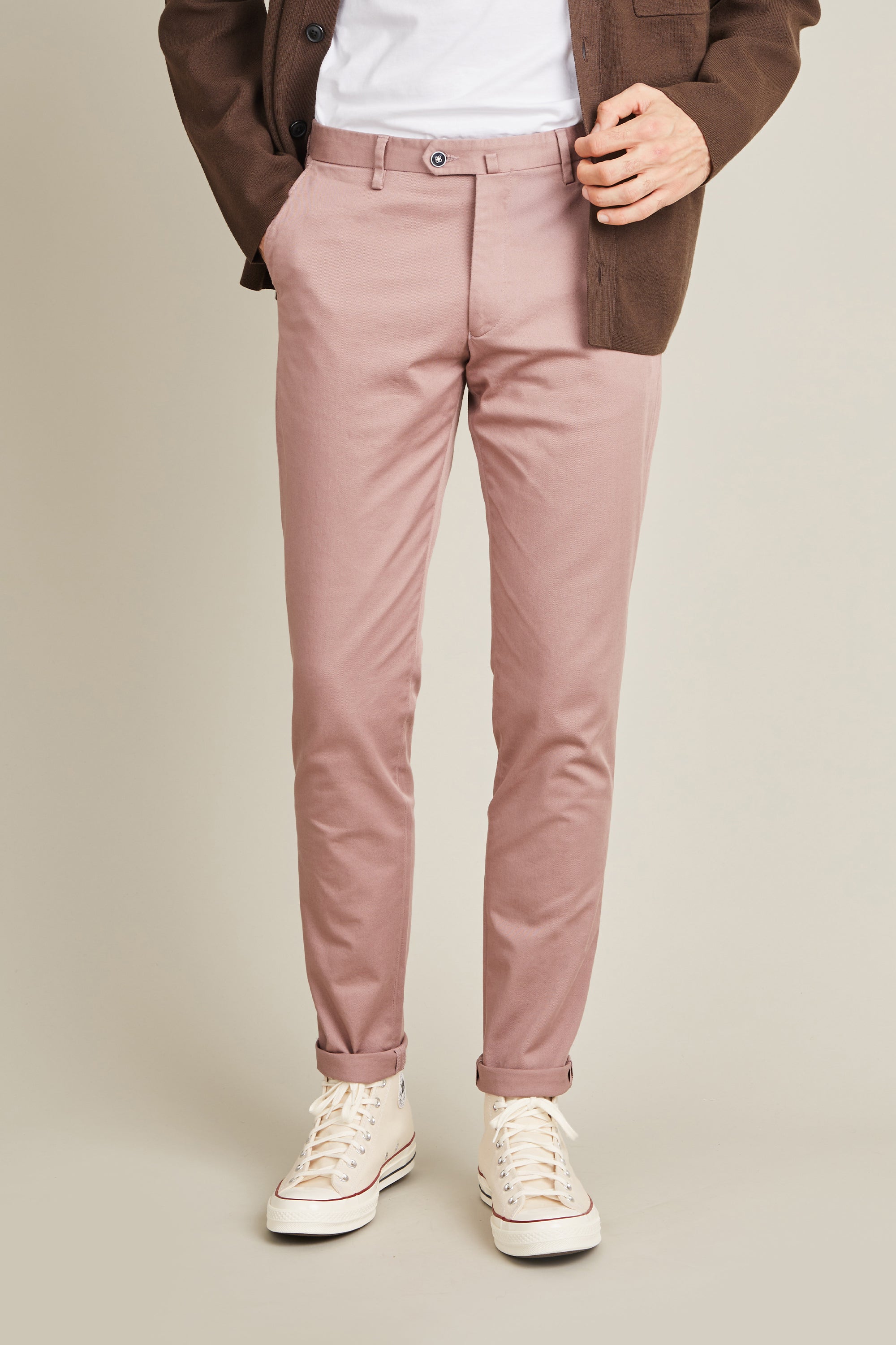 le-pantalon-chinos-homme-classique-chino-bois-de-rose-coton image 1