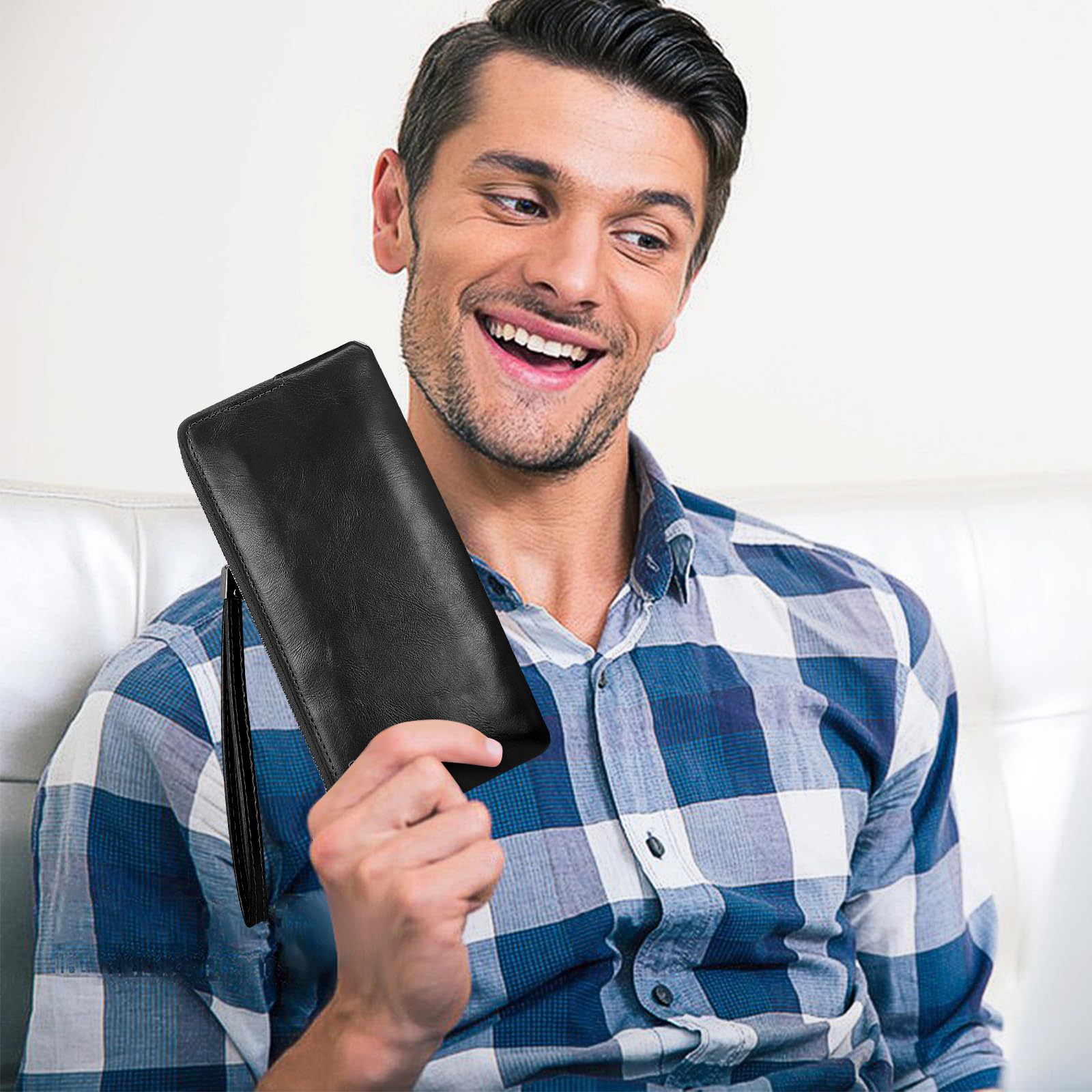 adistylinno-men-s-wallet-portefeuille-long-homme-noir-cuir-pu-zip image 6