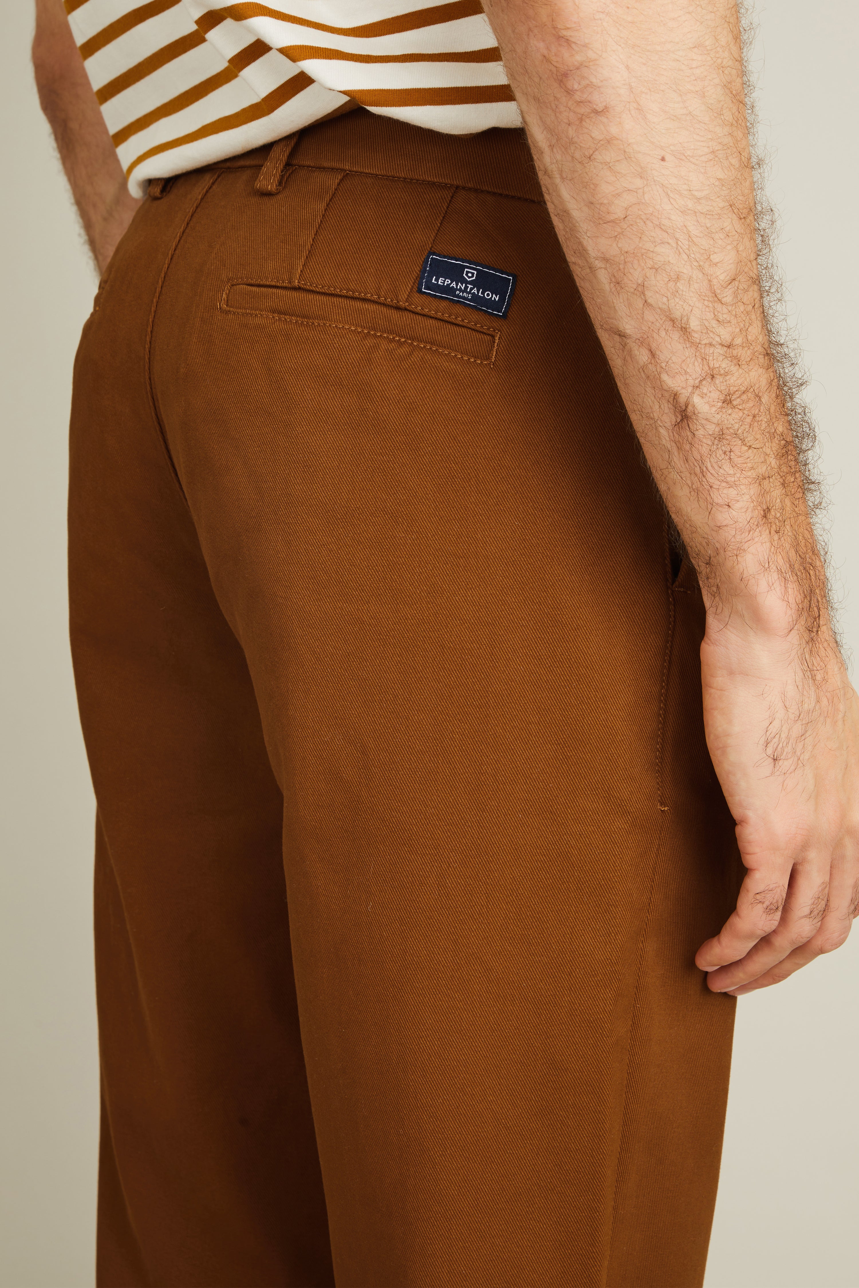 le-pantalon-chinos-homme-chino-droit-camel-coton image 3