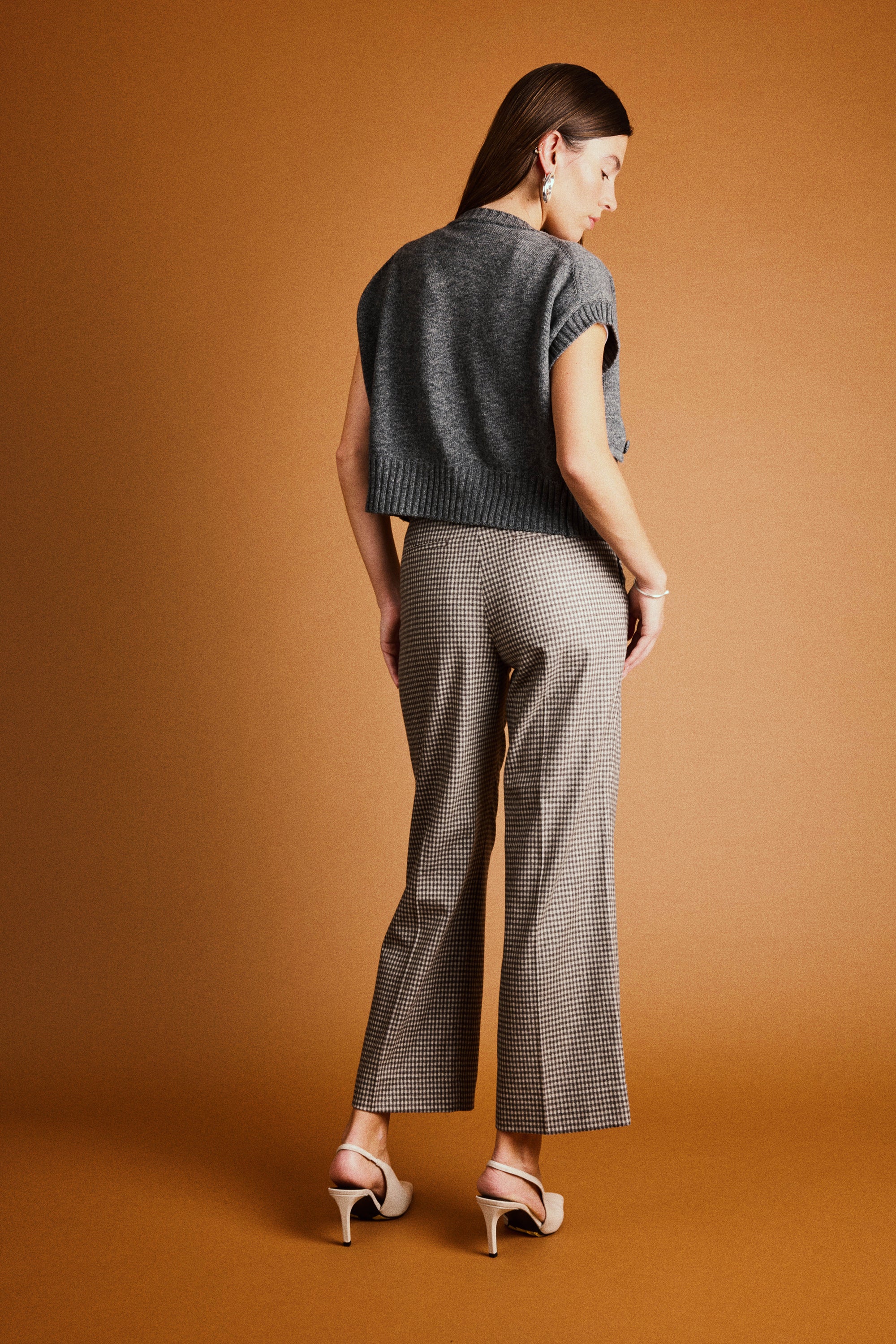 le-pantalon-flanelle-pantalon-flare-vichy-marron-cachemire image 5