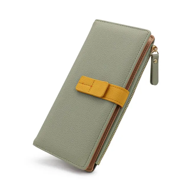 adistylinno-women-s-wallet-portefeuille-long-vert-cuir image 1