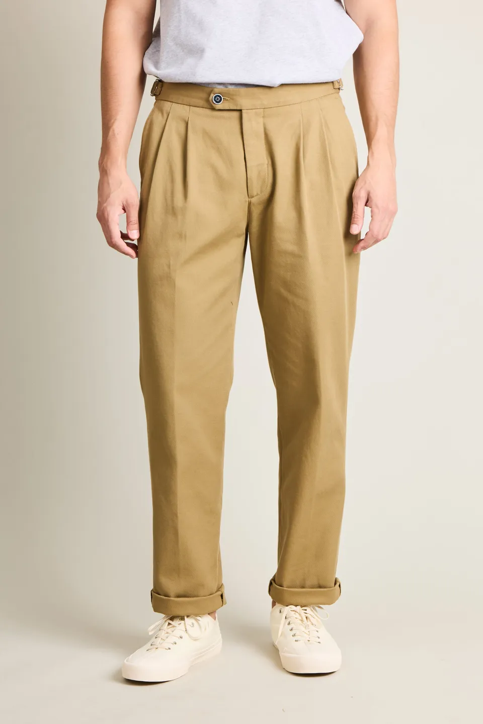 le-pantalon-chinos-homme-chino-droit-beige-fonc-coton image 1