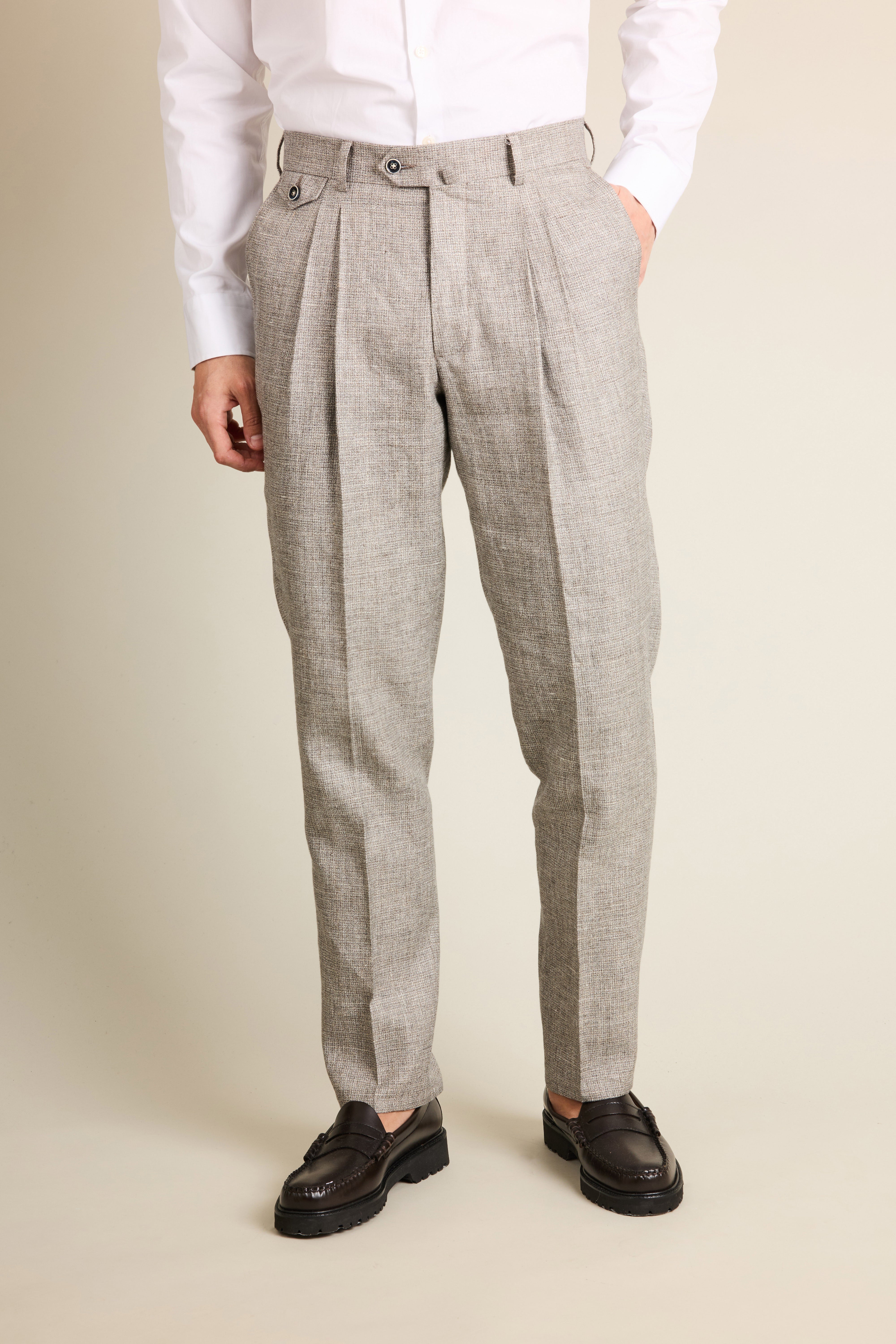 le-pantalon-pantalons-pinces-pantalon-lin-homme-pied-de-puce image 1