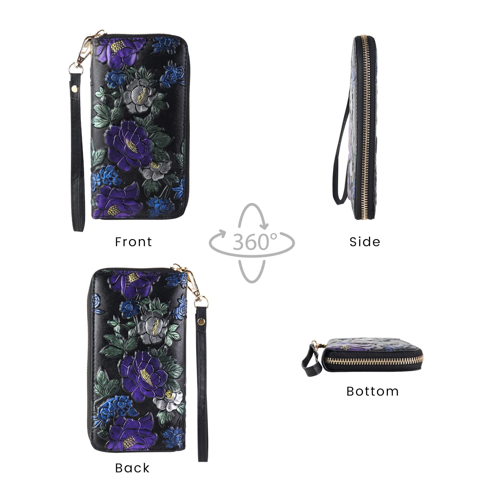 adistylinno-women-s-wallet-portefeuille-floral-noir-bracelet-8-cartes image 5