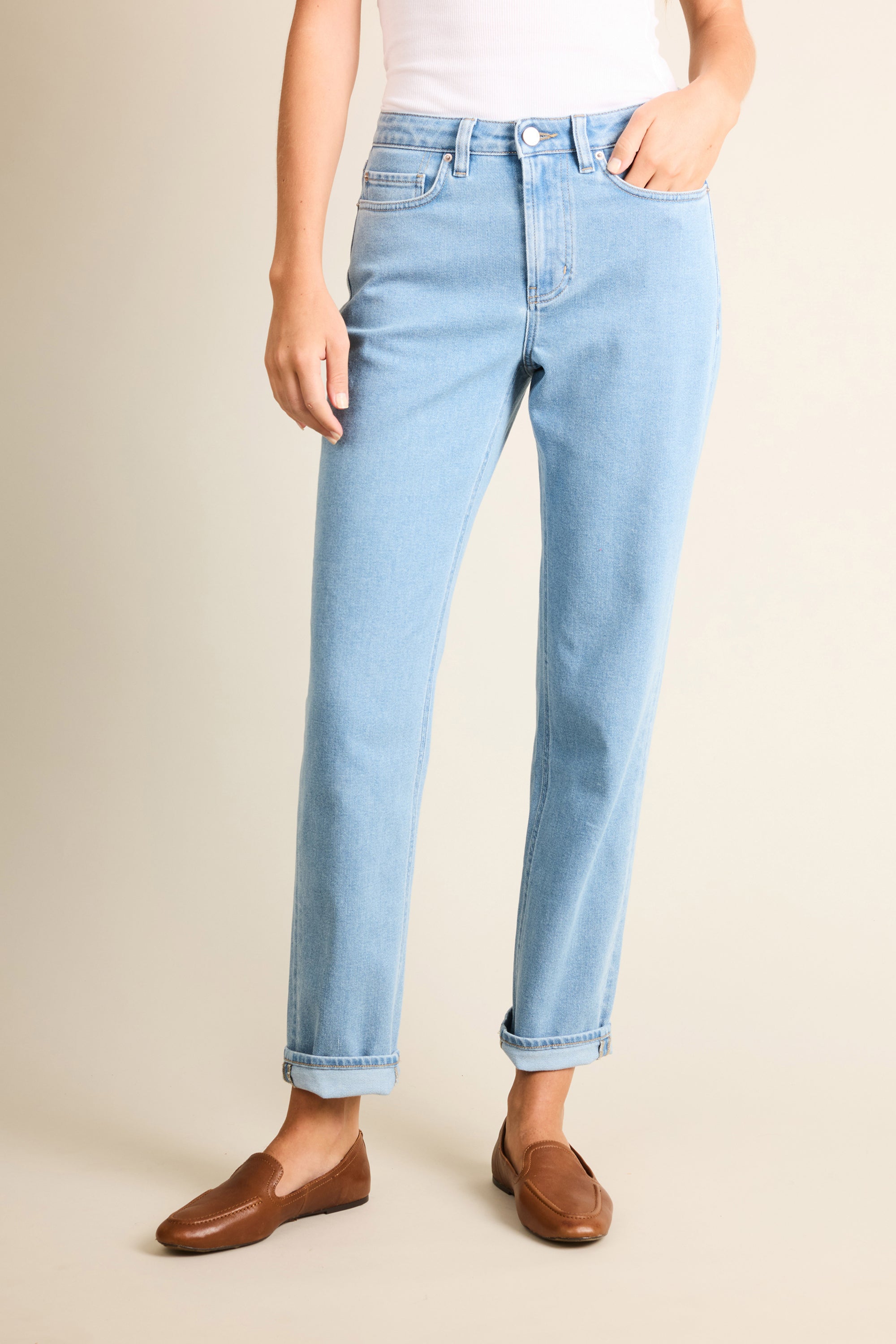 le-pantalon-jean-girlfriend-bleached-d-lav-taille-mi-haute image 1