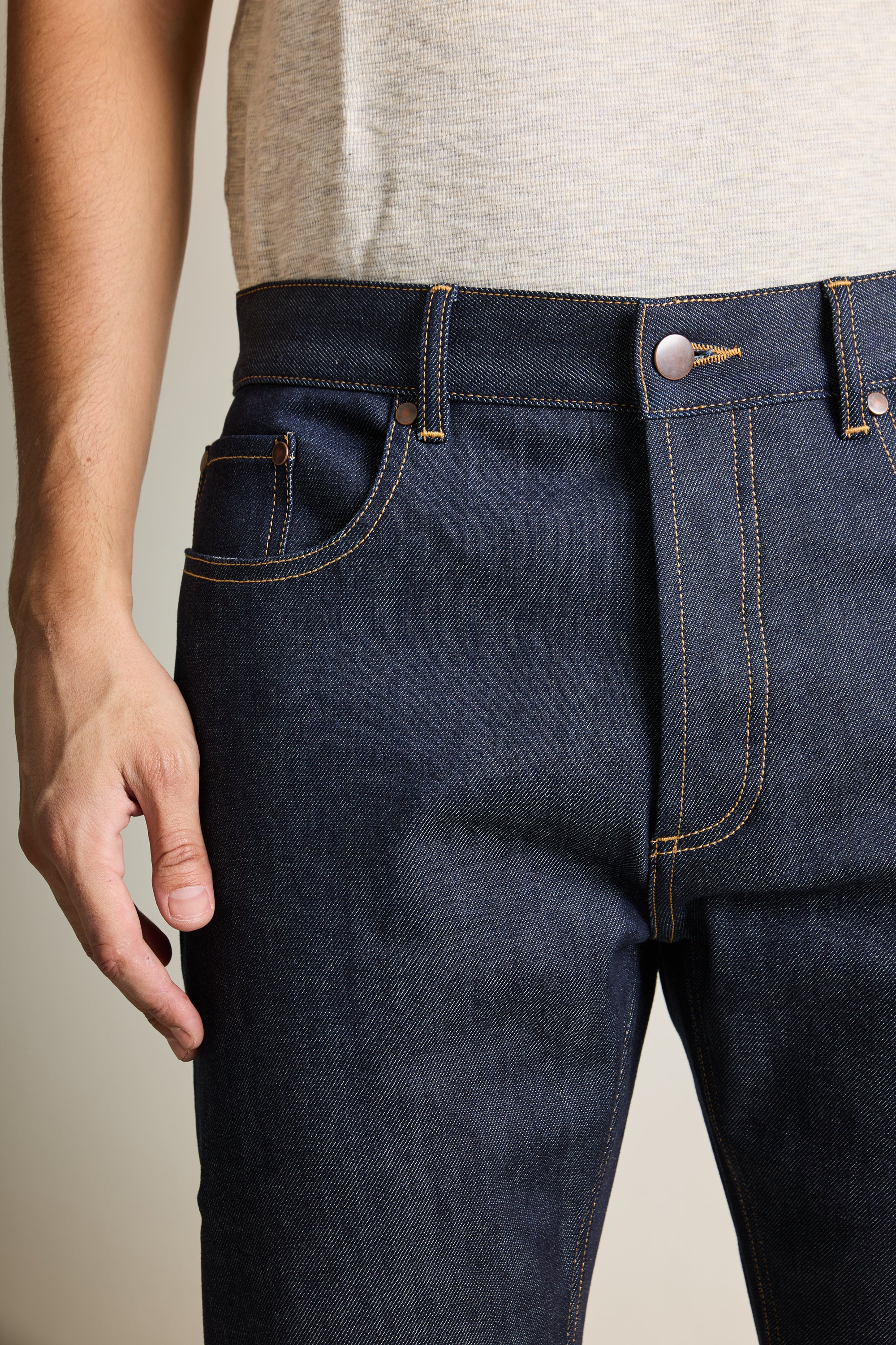 le-pantalon-jeans-homme-selvedge-bleu-coton-bio-semi-slim image 2