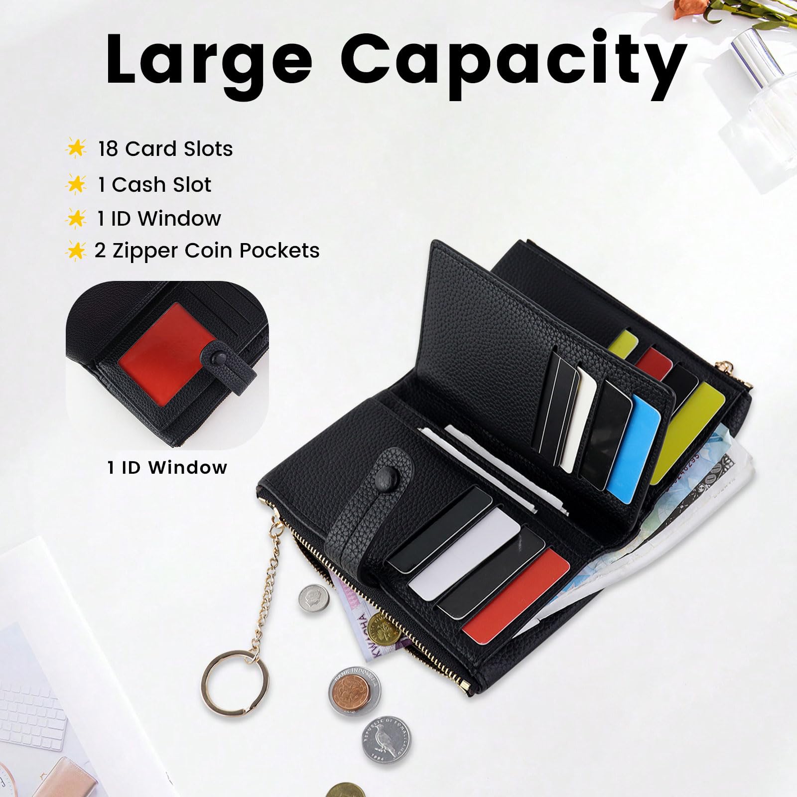 adistylinno-women-s-wallet-portefeuille-femme-noir-19-cartes-porte-cl-s image 2