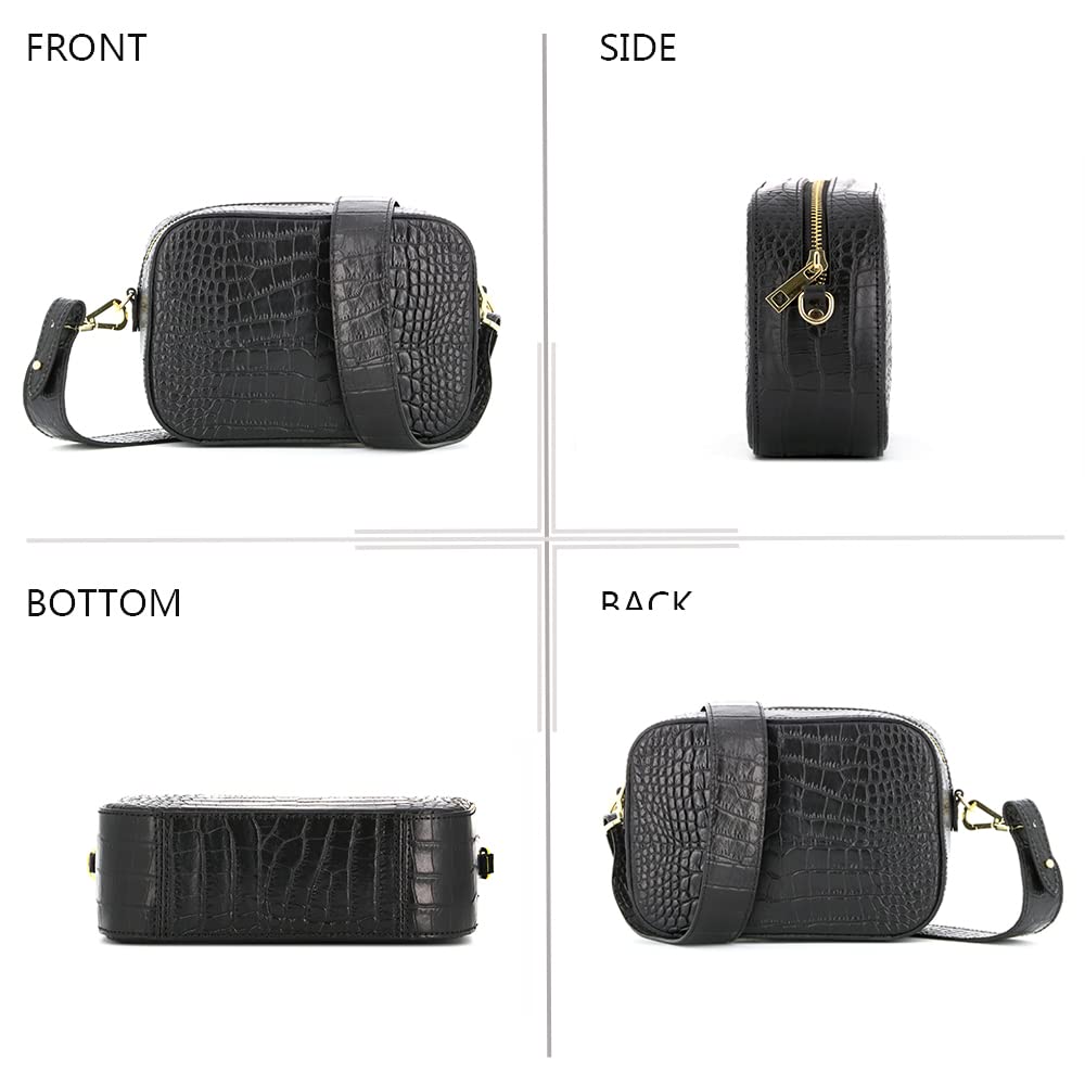 double-tree-sac-bandouli-re-camera-cuir-croco-noir image 3