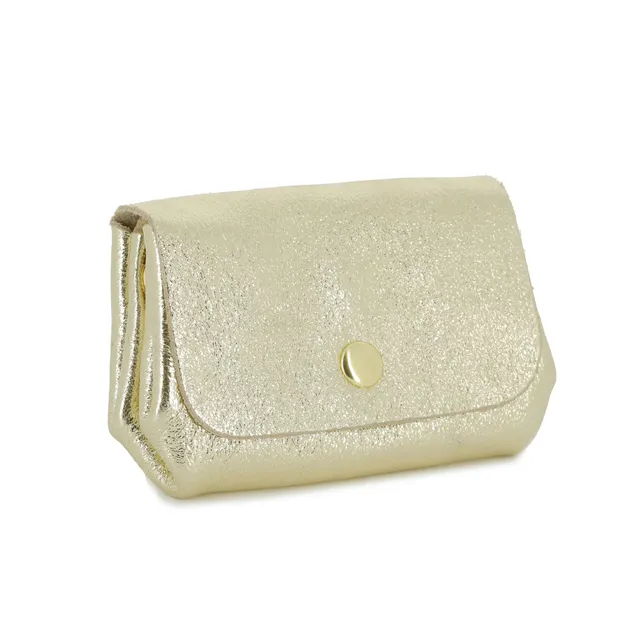 double-tree-porte-monnaie-cuir-mini-portefeuille-dor-iris image 1