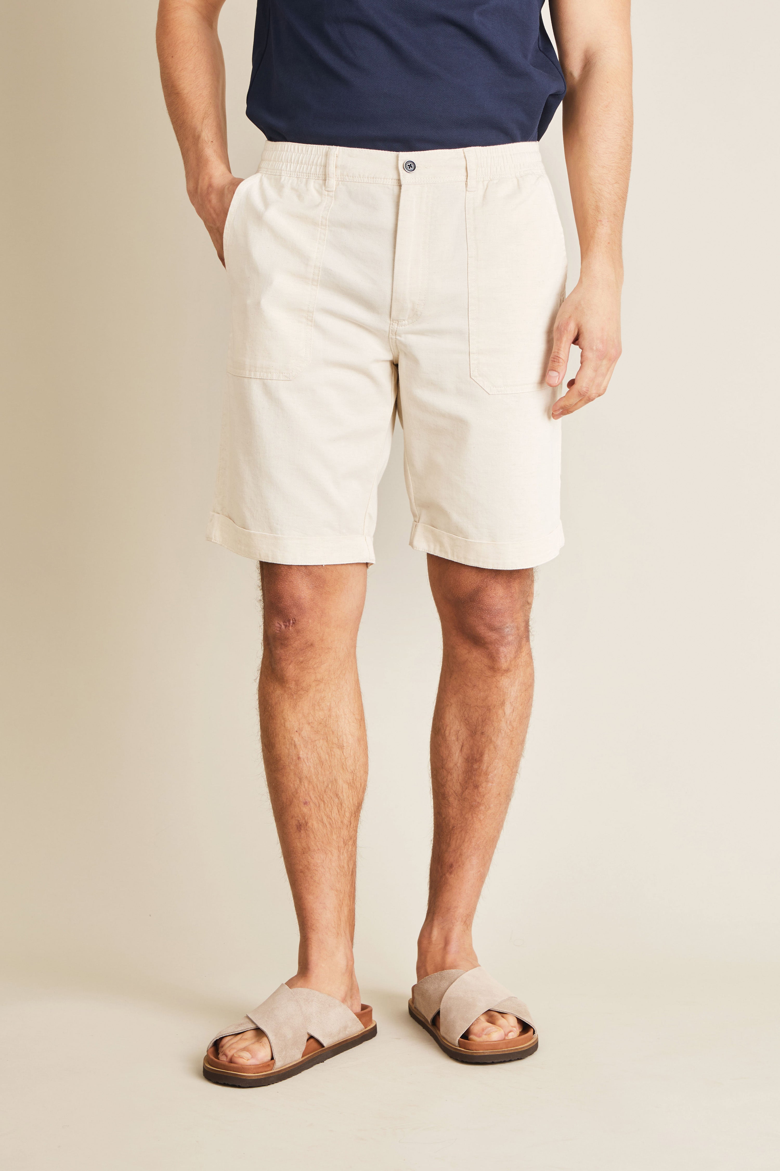 le-pantalon-bermudas-homme-cru-fatigue-short-lin-coton image 1