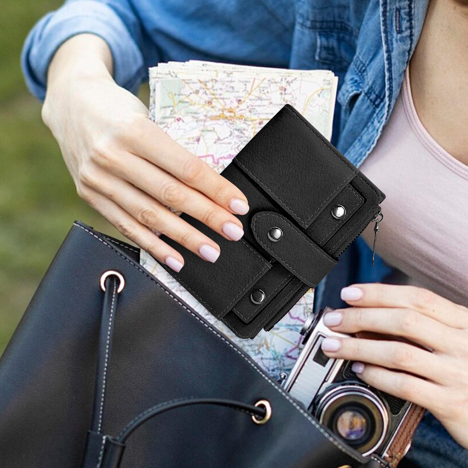 adistylinno-portefeuille-femme-noir-compact-zip-10-cartes image 6