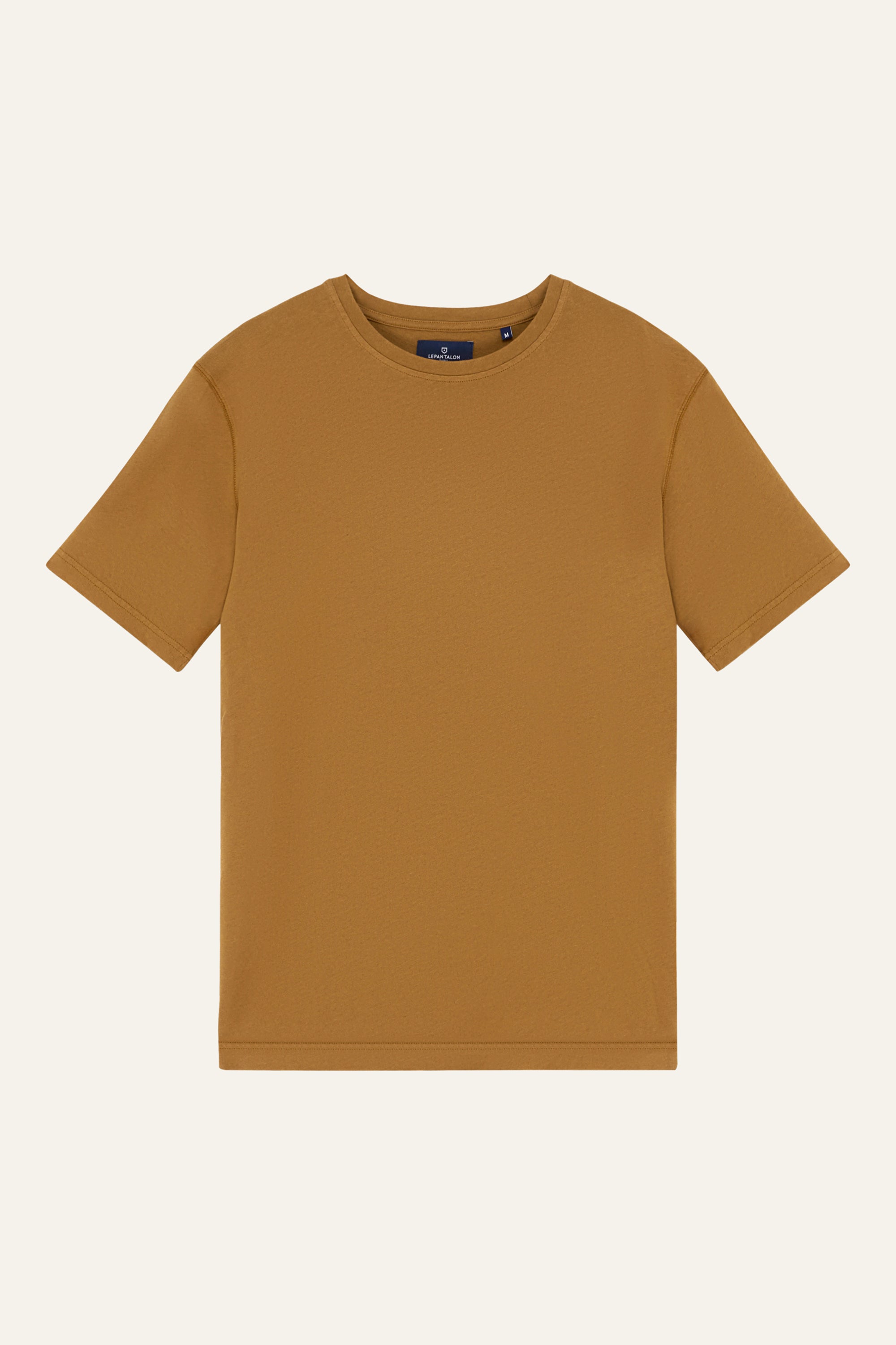 le-pantalon-tee-shirt-coton-lin-caramel-t-shirt-col-rond image 1