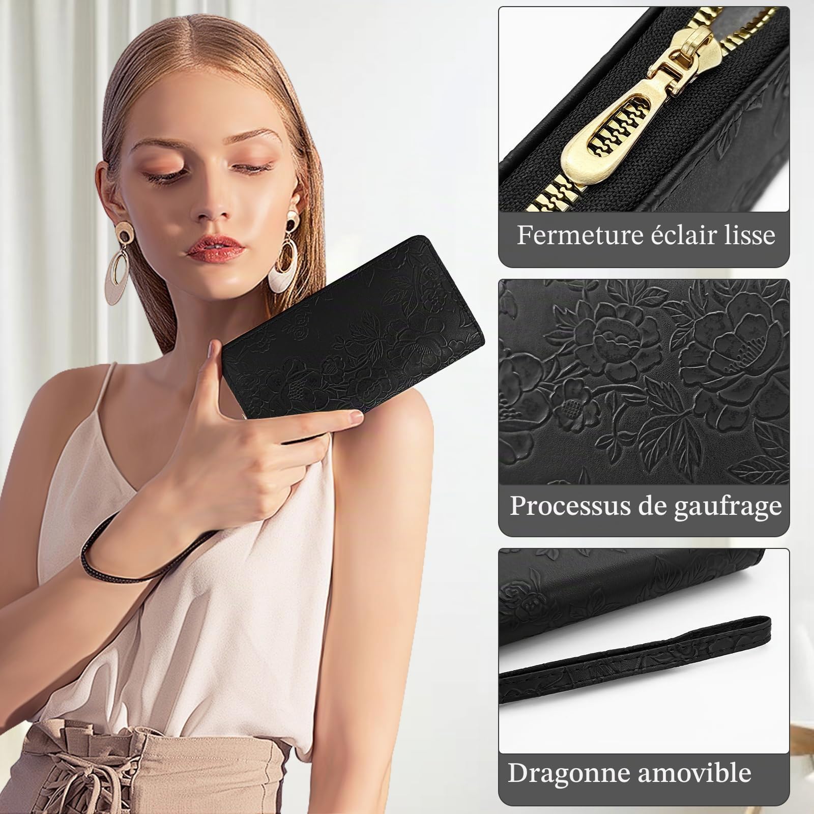 adistylinno-women-s-wallet-portefeuille-long-noir-floral image 3