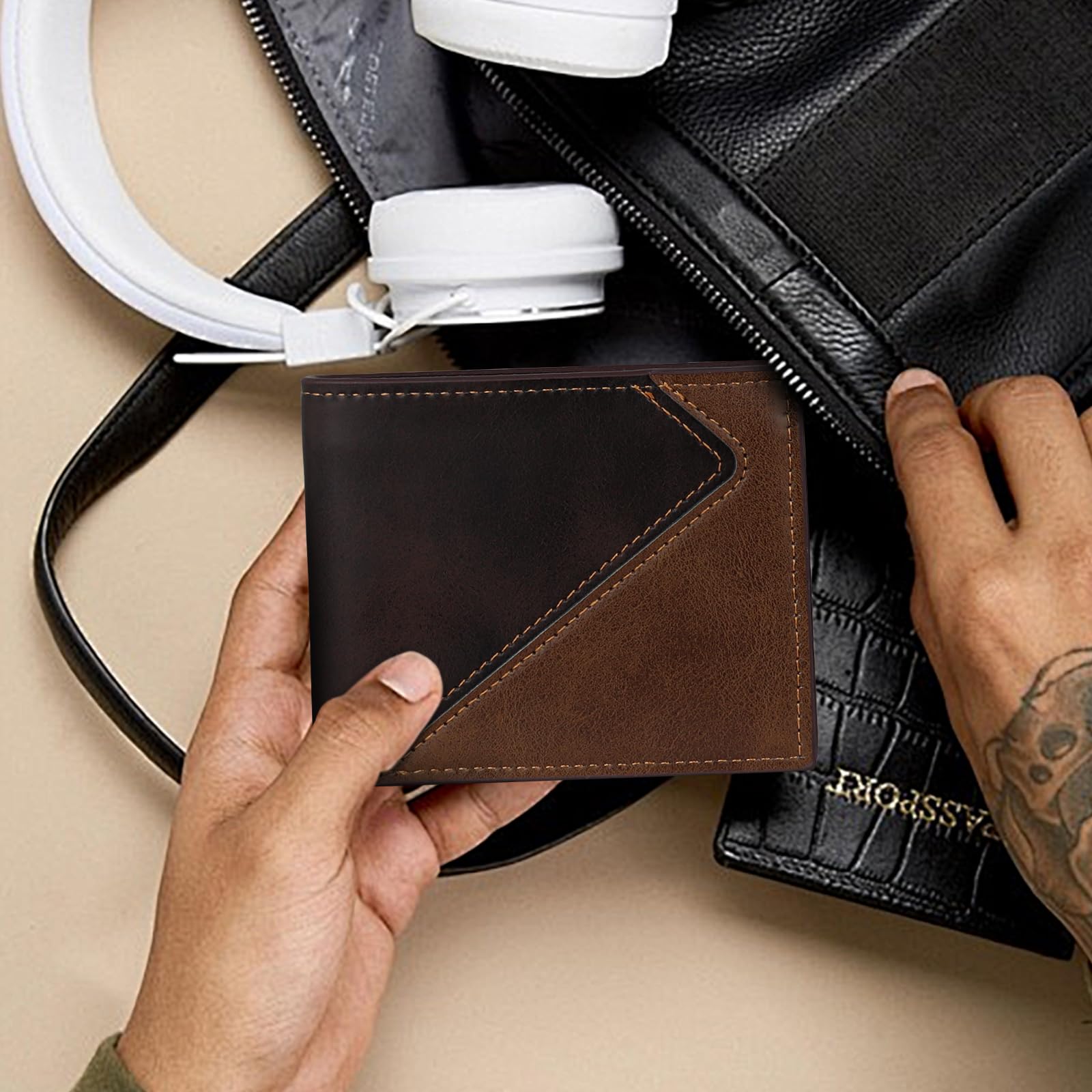 adistylinno-men-s-wallet-portefeuille-homme-marron-monnaie-zip image 7