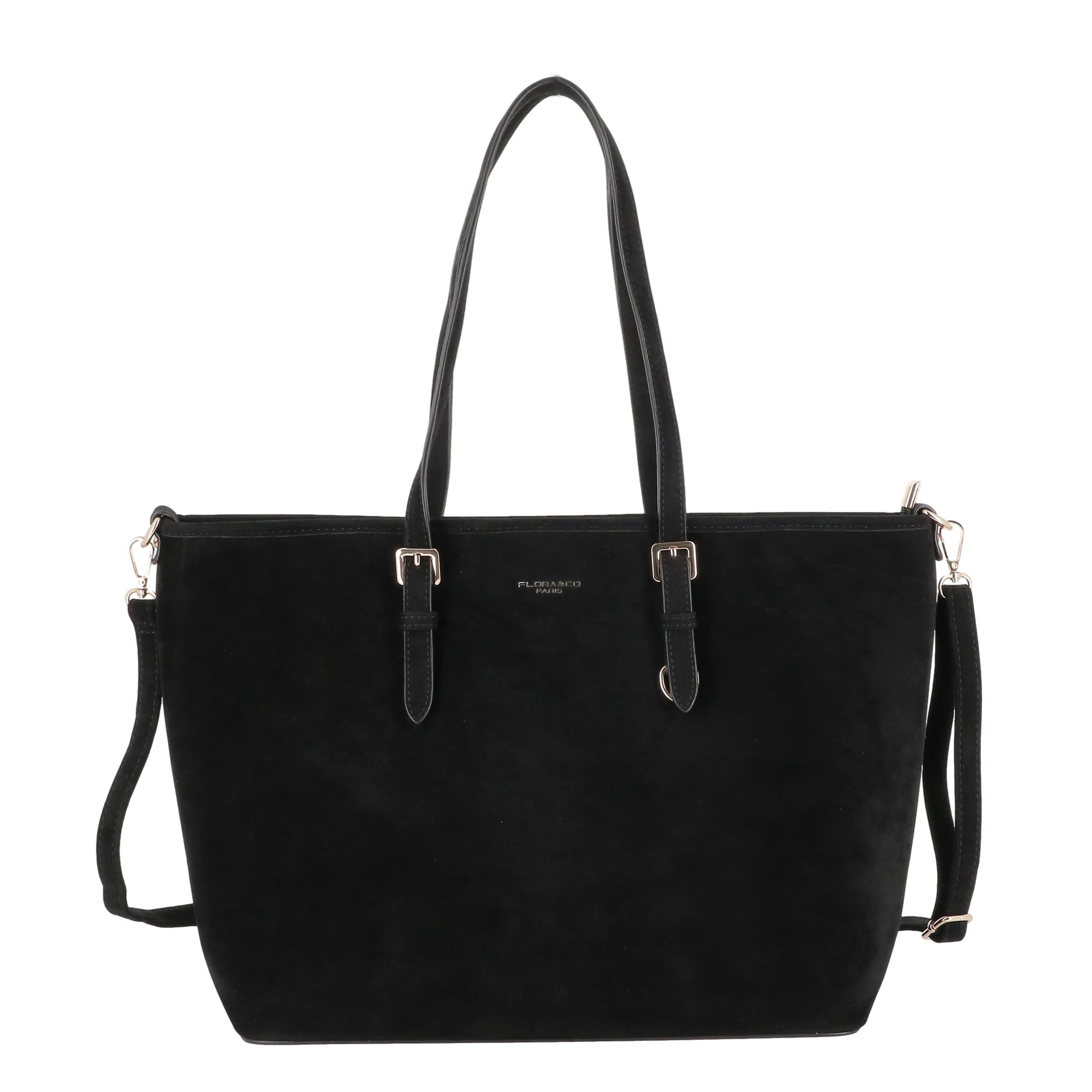 flora-co-cabas-grand-sac-shopping-noir-effet-daim-a4 image 1