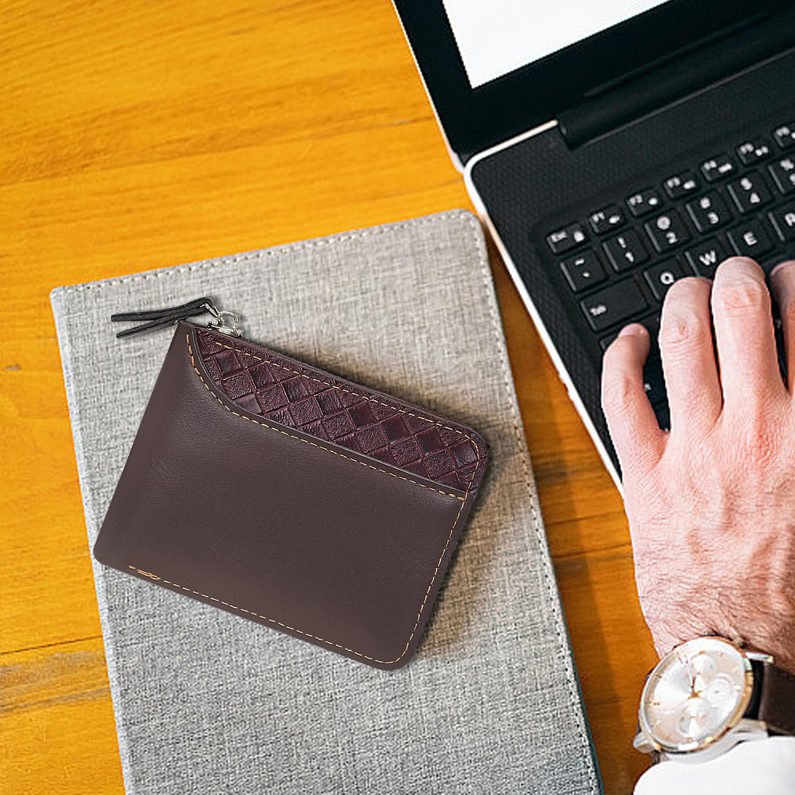 adistylinno-men-s-wallet-portefeuille-homme-marron-zip-losange image 5