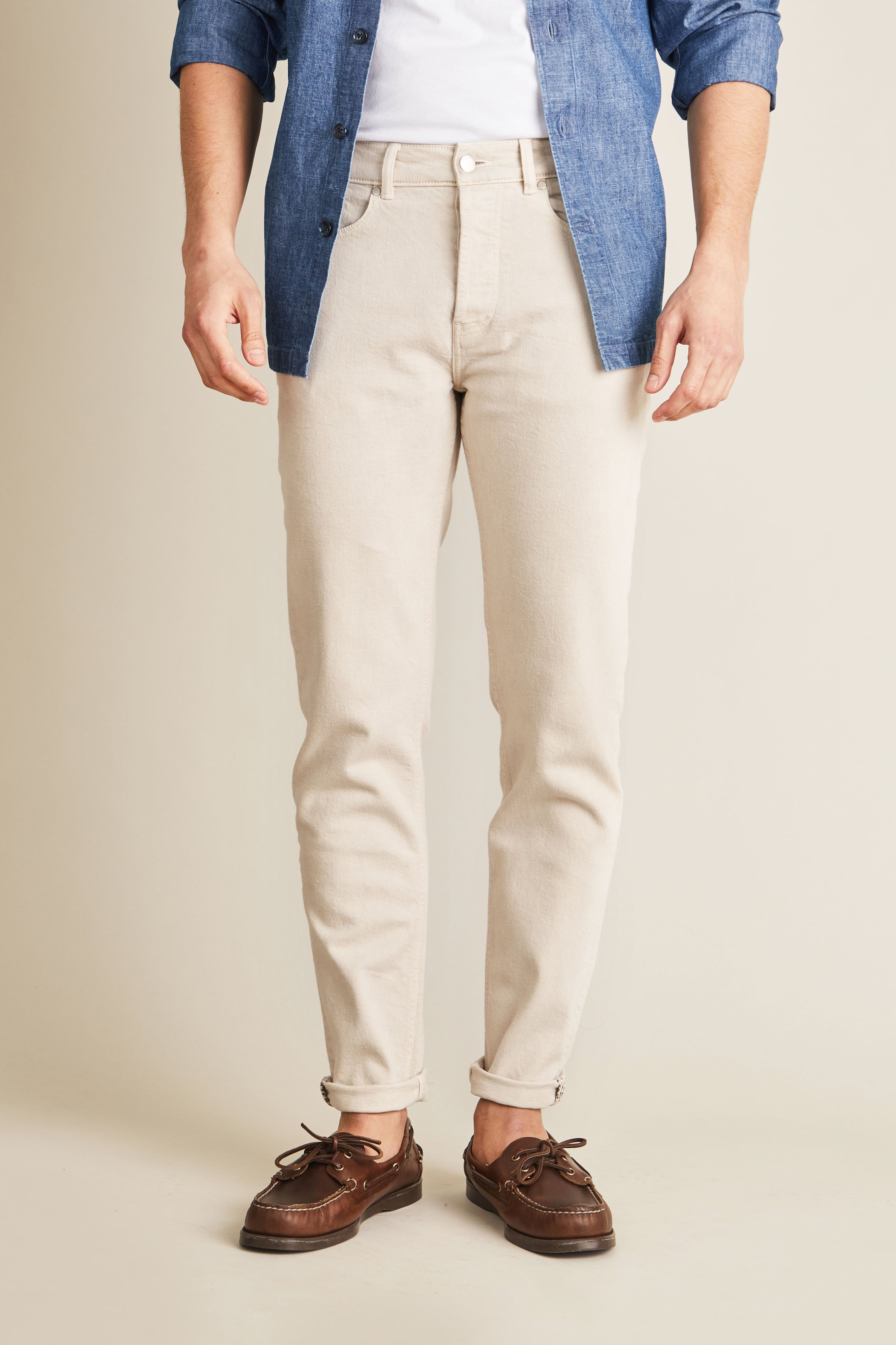 le-pantalon-jean-classique-sable-homme-semi-slim image 1