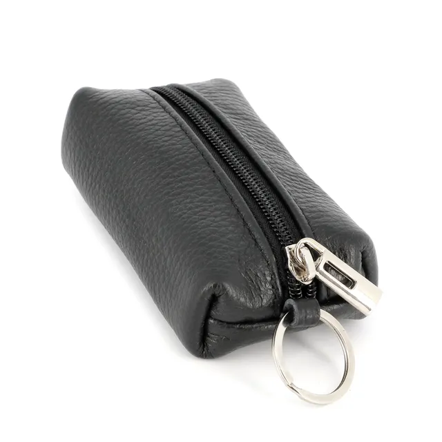 double-tree-porte-monnaie-cuir-grain-noir-zip-porte-cl-s image 1