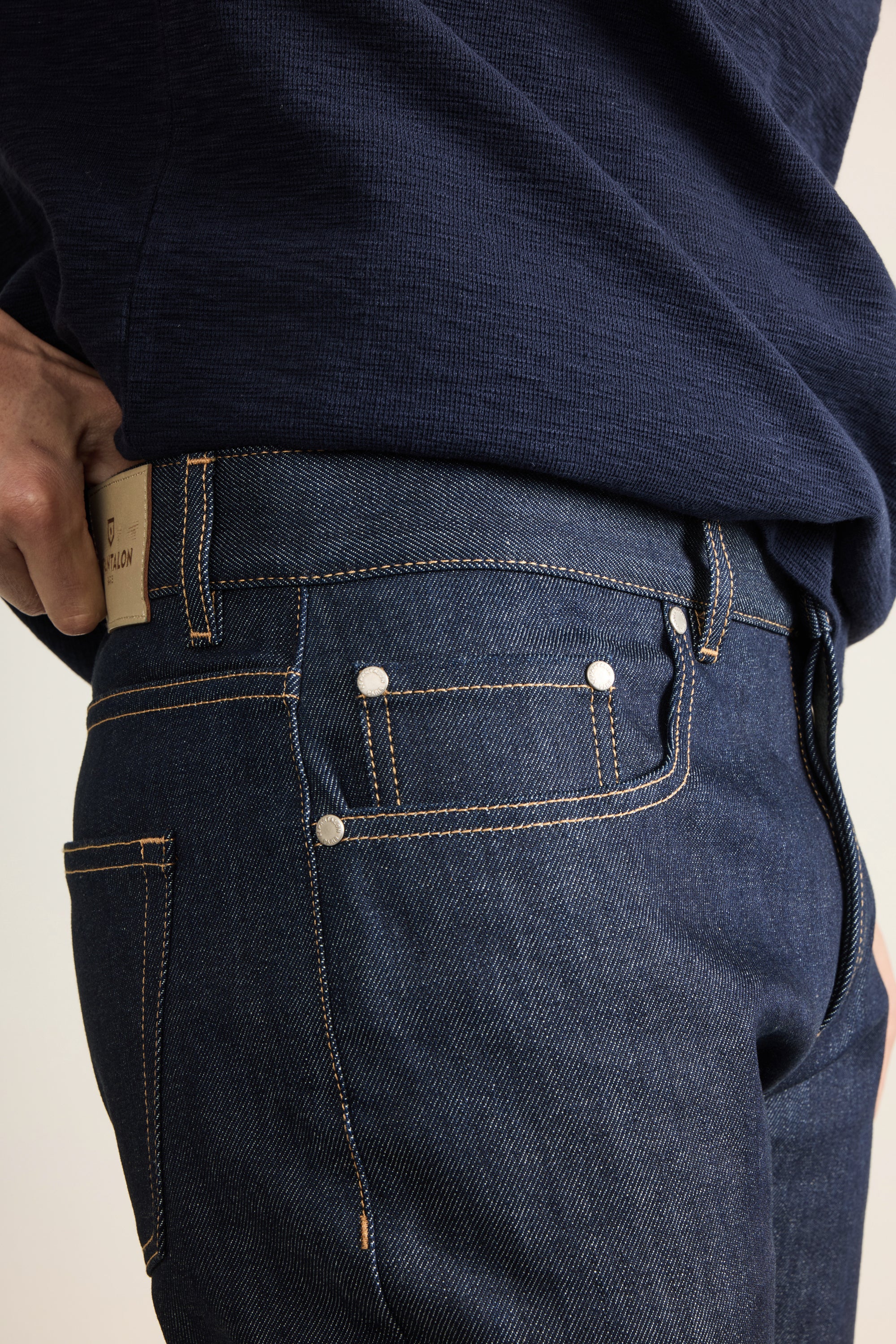 le-pantalon-jeans-homme-selvedge-bleu-coton-bio-semi-slim image 6