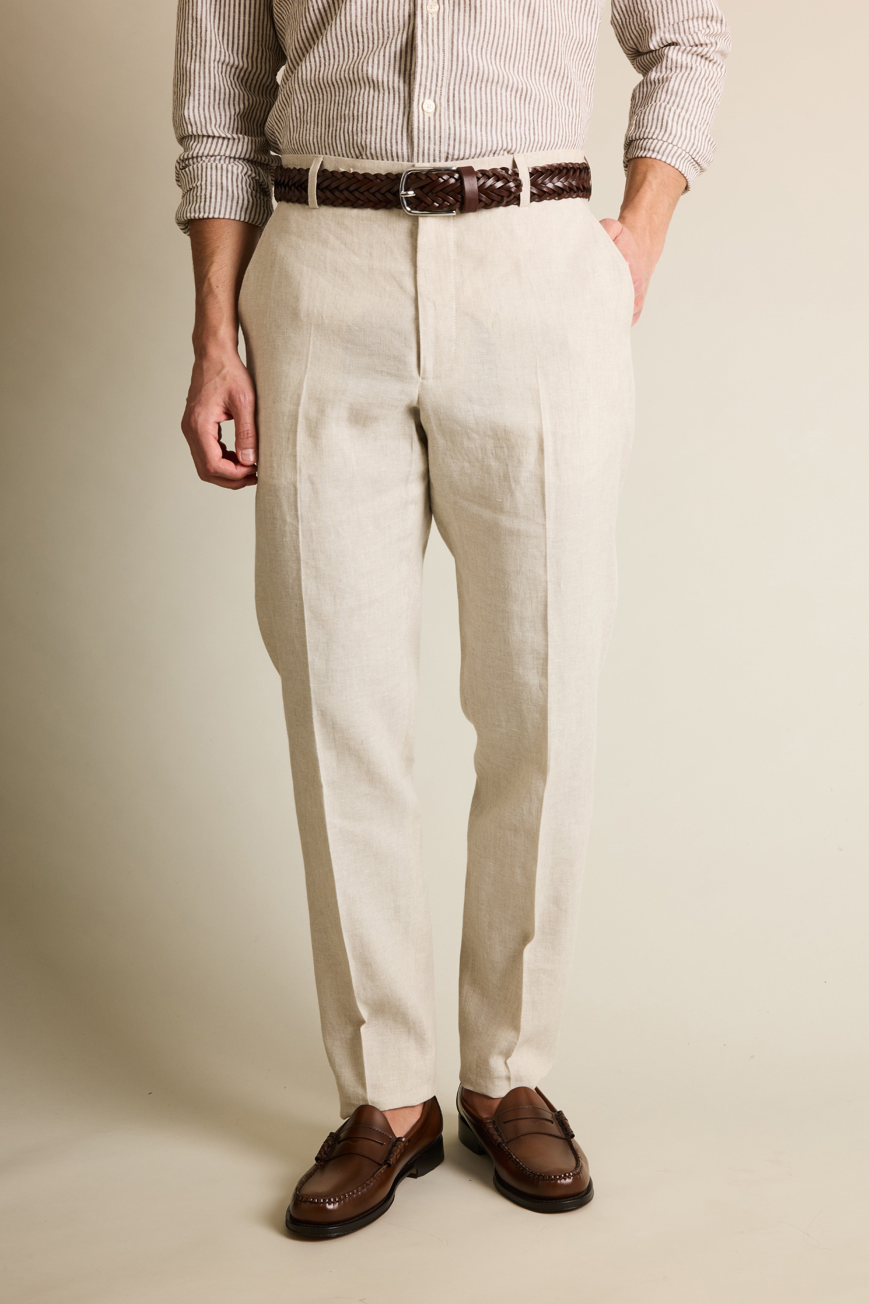 le-pantalon-chinos-homme-cru-pantalon-lin-carotte-l-ger image 4