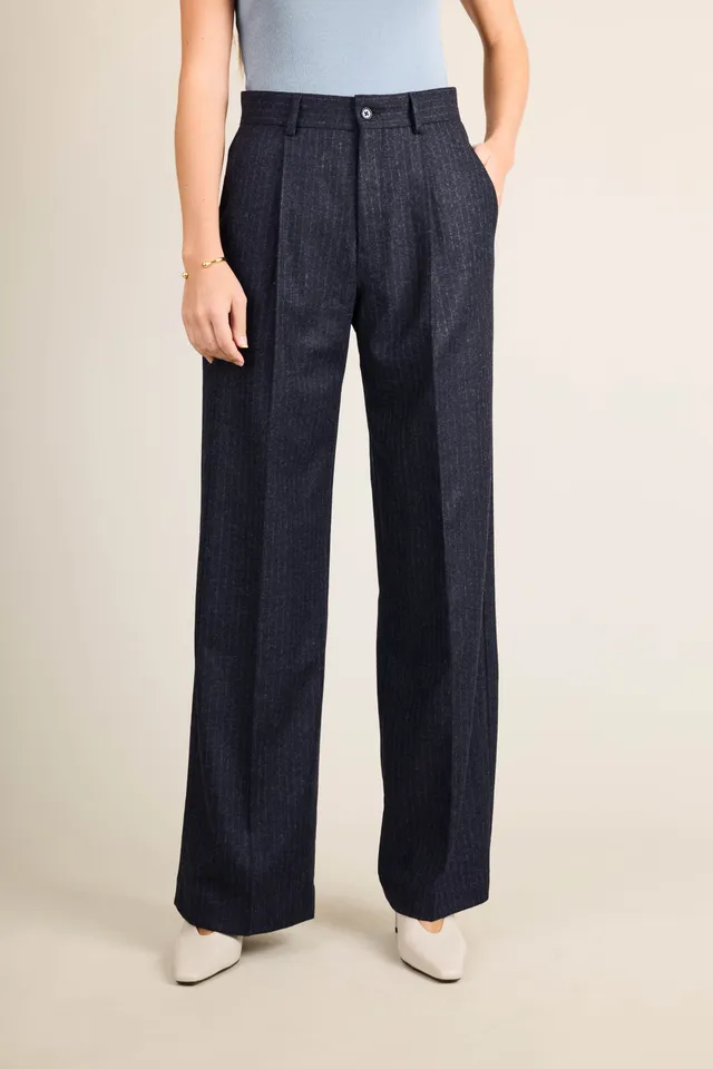 le-pantalon-palazzo-pantalon-flanelle-bleu-marine-ray-laine image 1