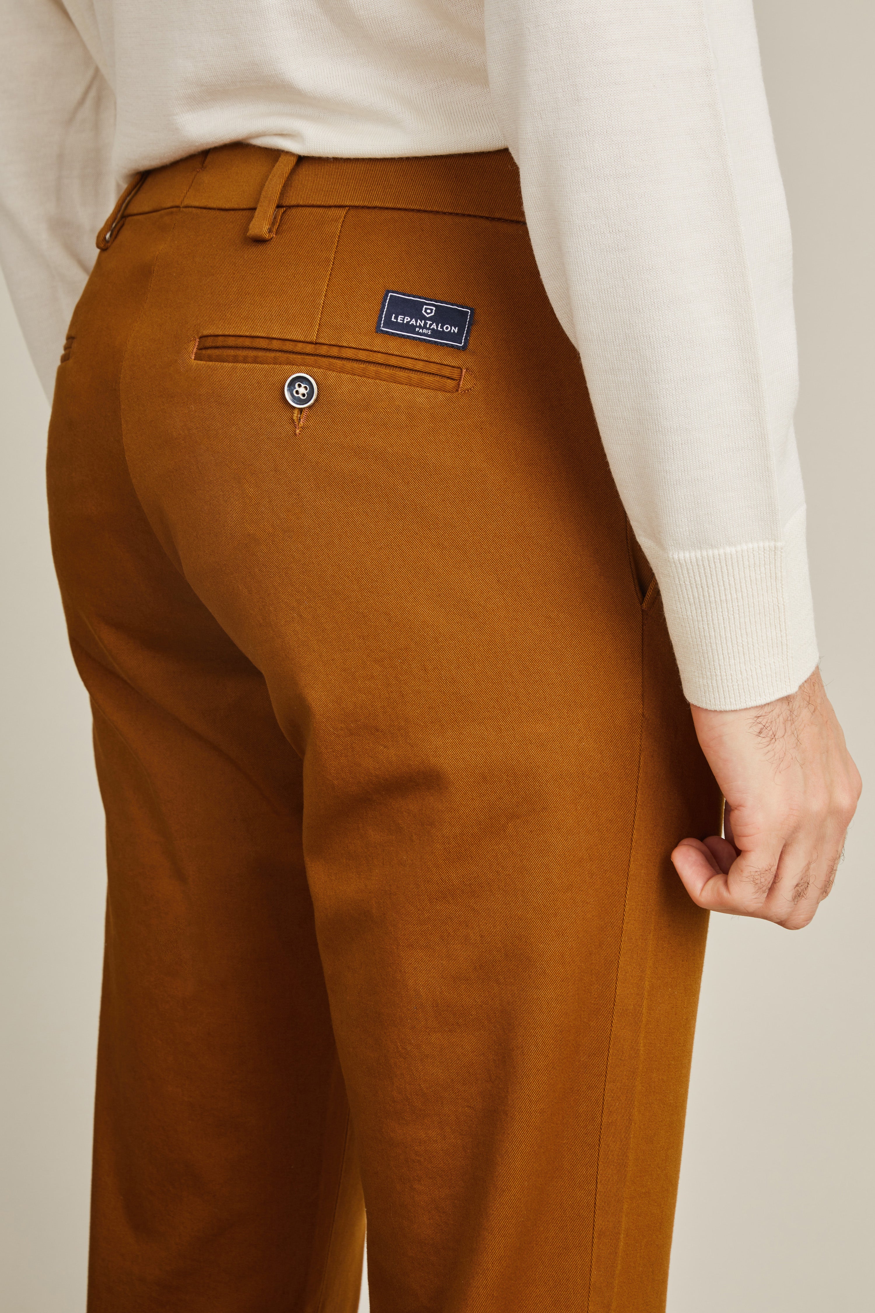le-pantalon-chinos-homme-chino-camel-semi-slim-coton image 5
