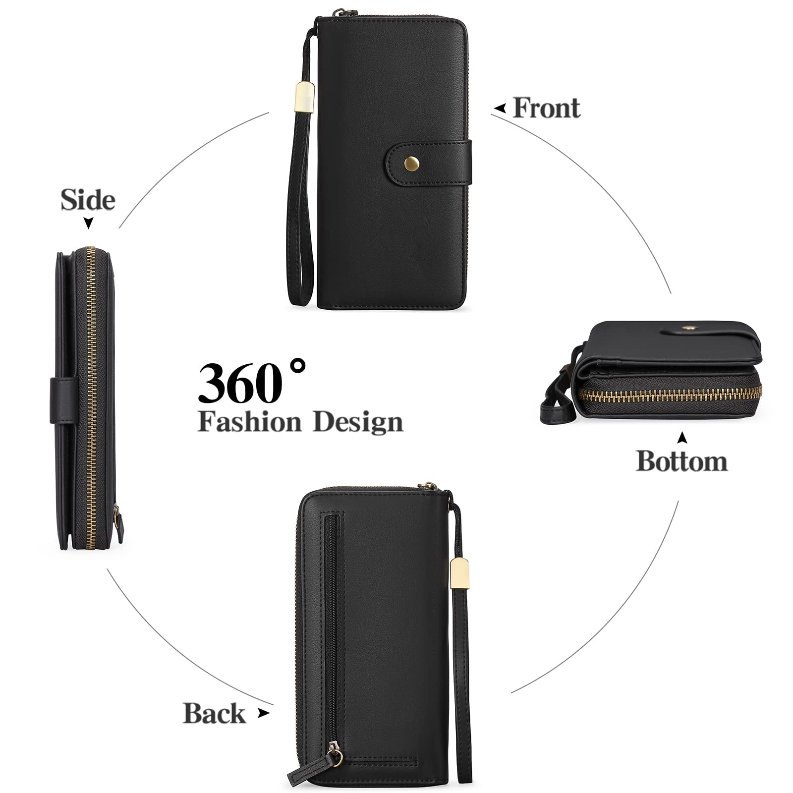 gaekeao-large-wallet-portefeuille-noir-14-cartes image 4
