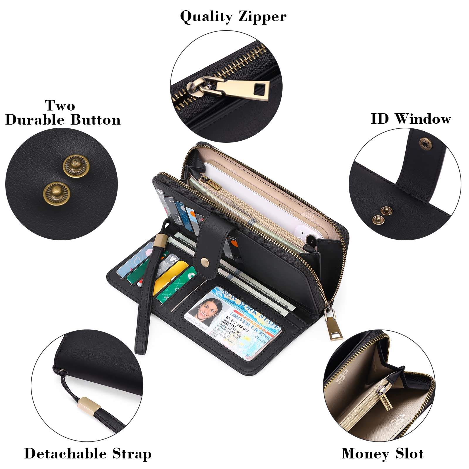 gaekeao-large-wallet-portefeuille-noir-14-cartes image 3