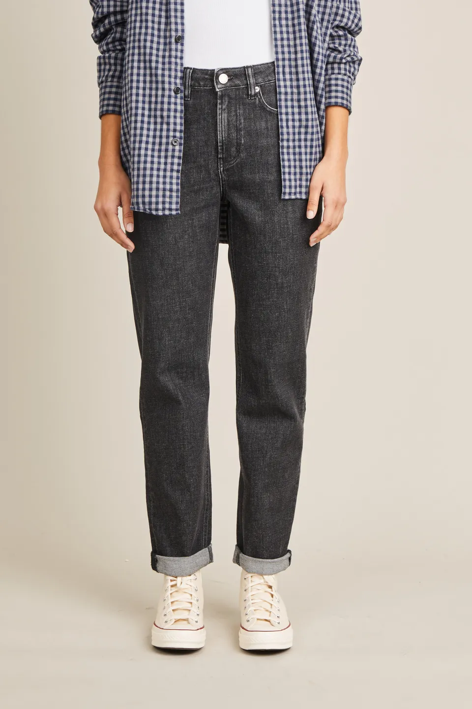le-pantalon-jeans-femme-girlfriend-gris-coton-recycl image 1