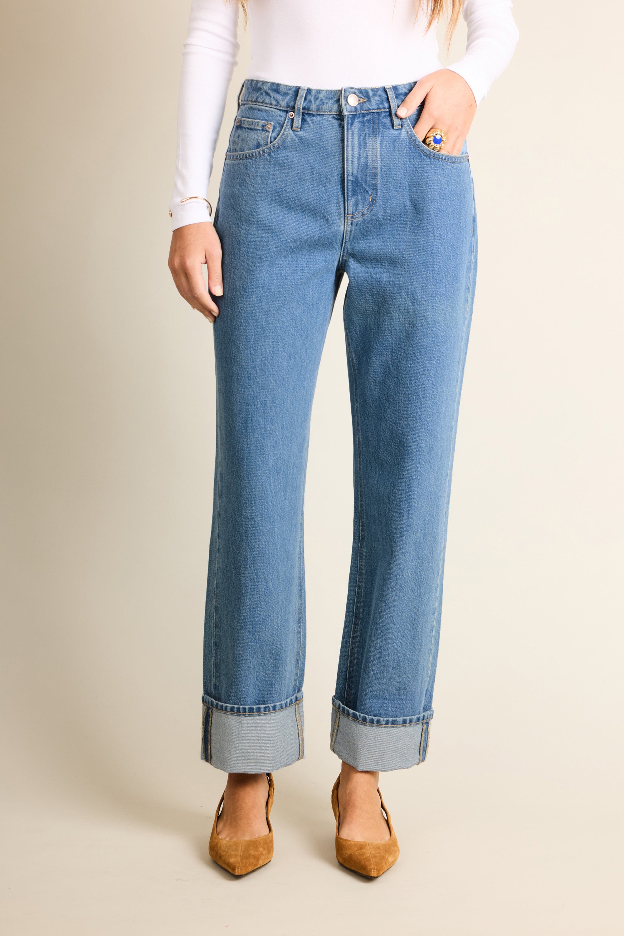 le-pantalon-jeans-femme-jean-boyfriend-middle-blue-coton image 7