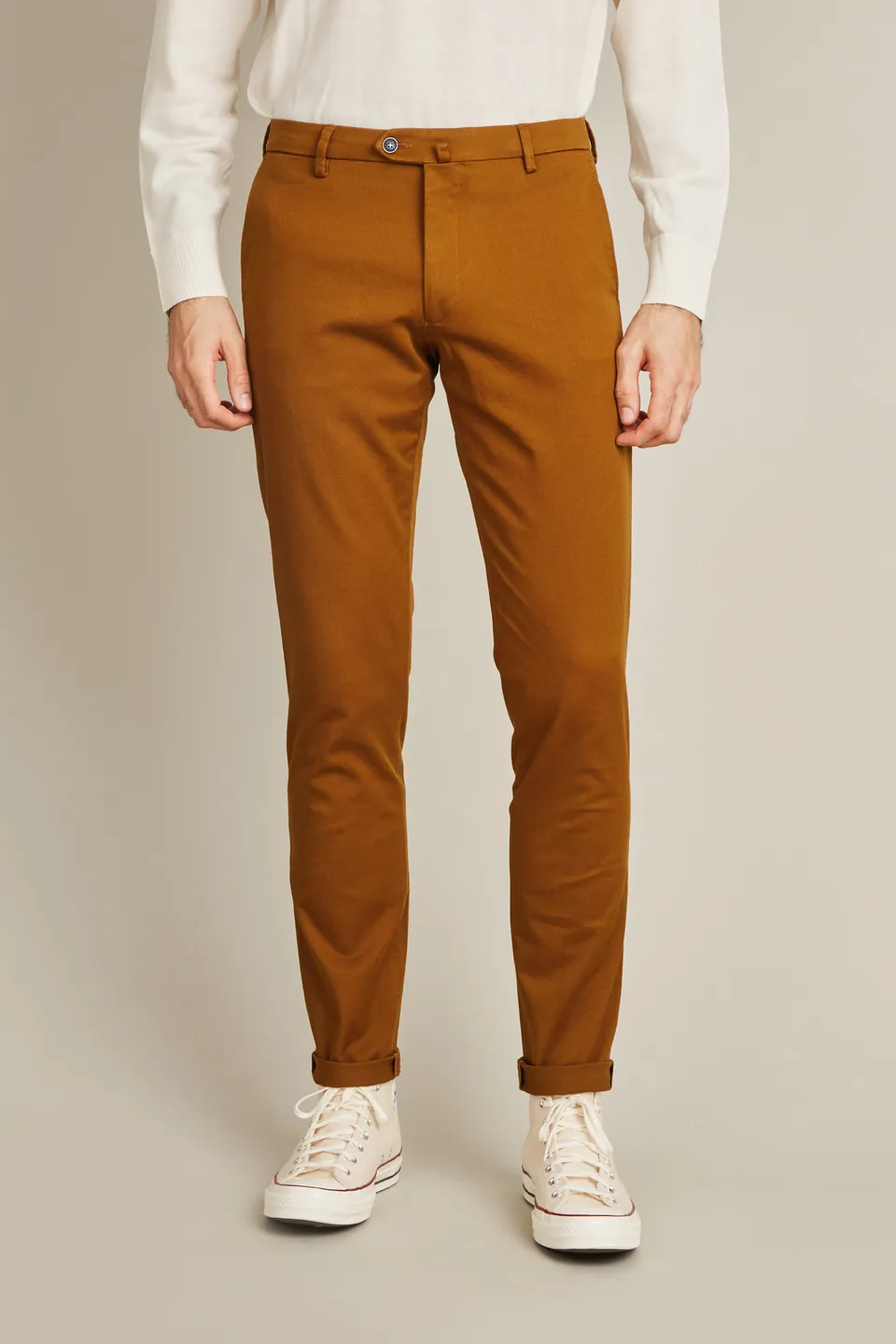le-pantalon-chinos-homme-chino-camel-semi-slim-coton image 1