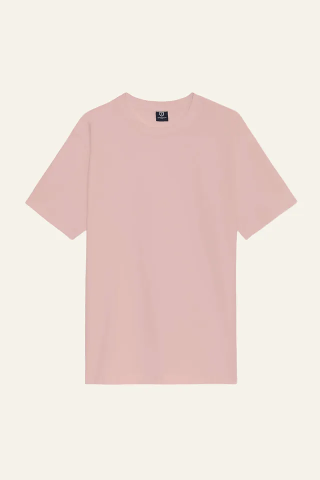 le-pantalon-tee-shirt-coton-lin-vieux-rose-t-shirt-col-rond image 1