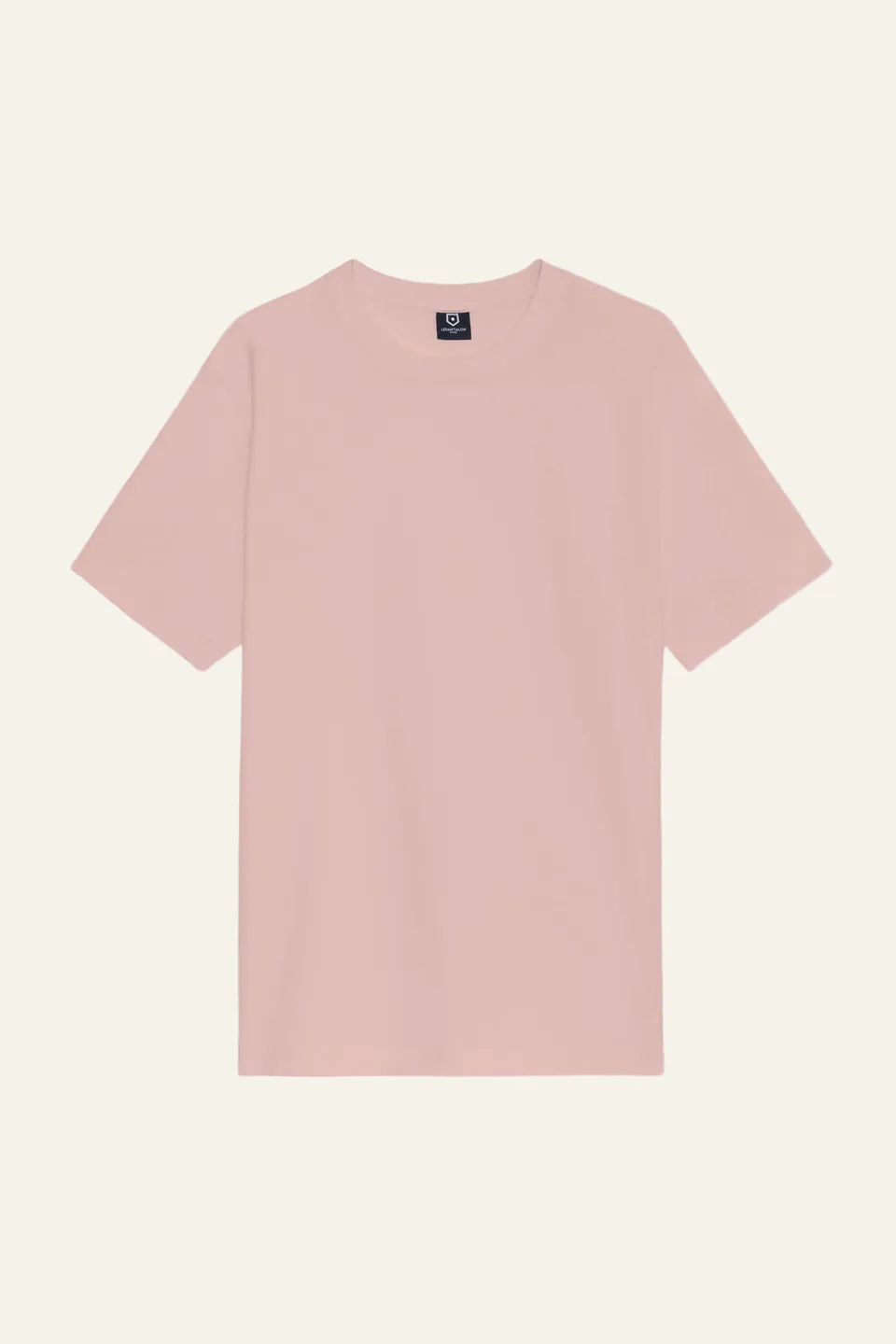 le-pantalon-tee-shirt-coton-lin-vieux-rose-t-shirt-col-rond image 1